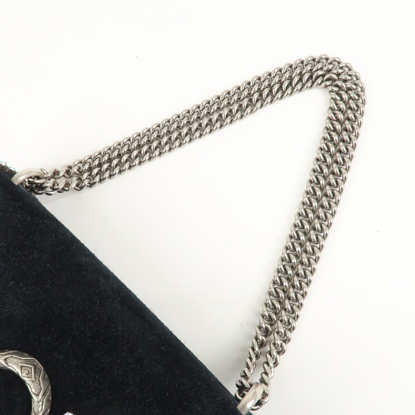 GUCCI Dionysus Leather Suede Crystal Bijou Chain Shoulder Bag Used