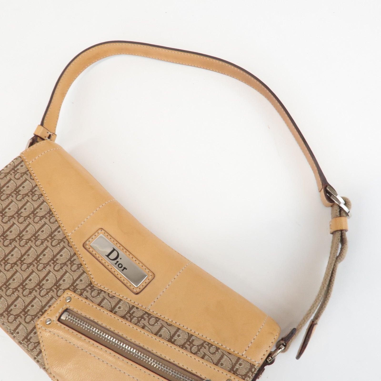 Christian Dior Street Chic Trotter Canvas Leather Shoulder Bag Used