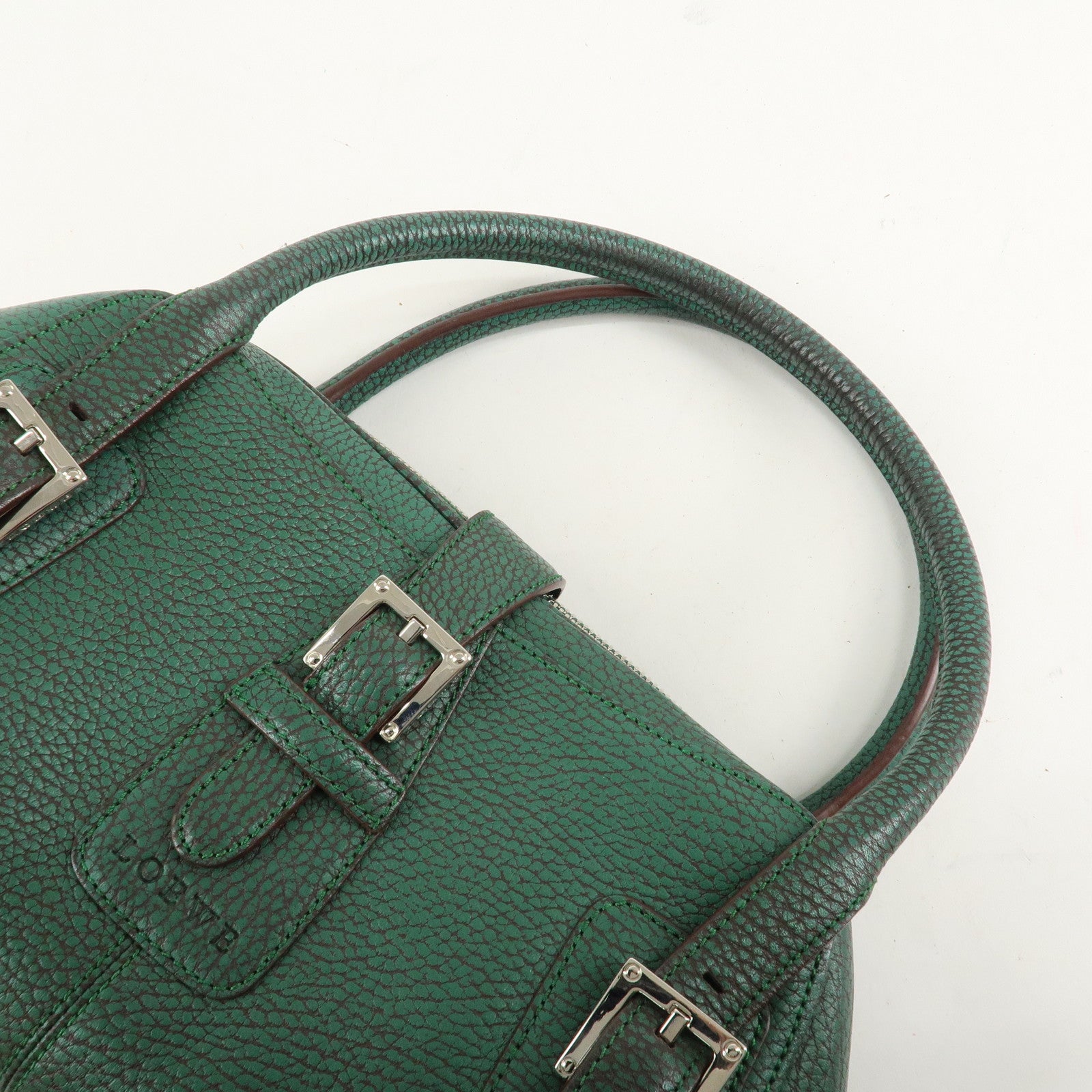 LOEWE Senda Leather Shoulder Bag Hand Bag Green Used