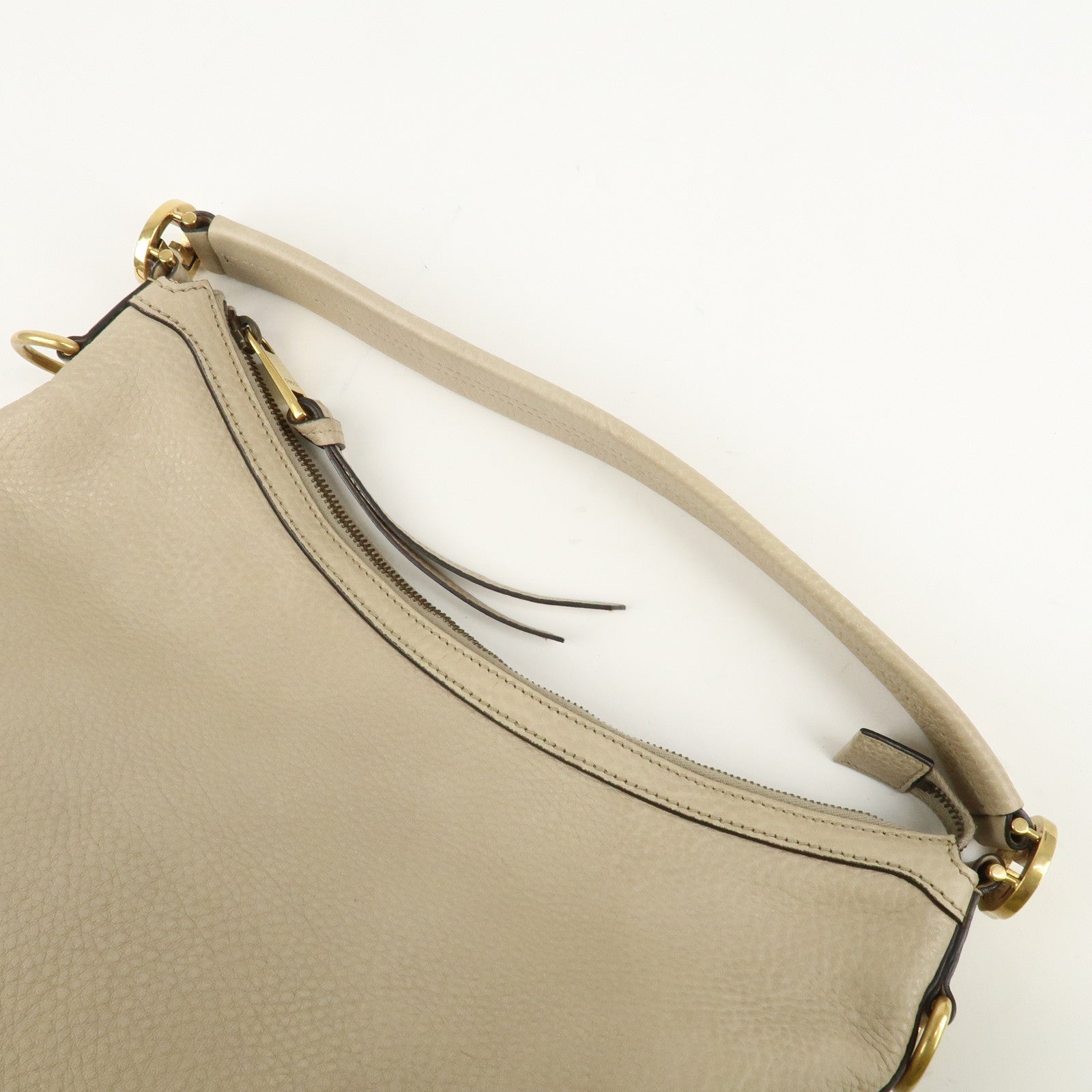 GUCCI Miss GG Leather Shoulder Bag Hand Bag Ivory 326514 Used