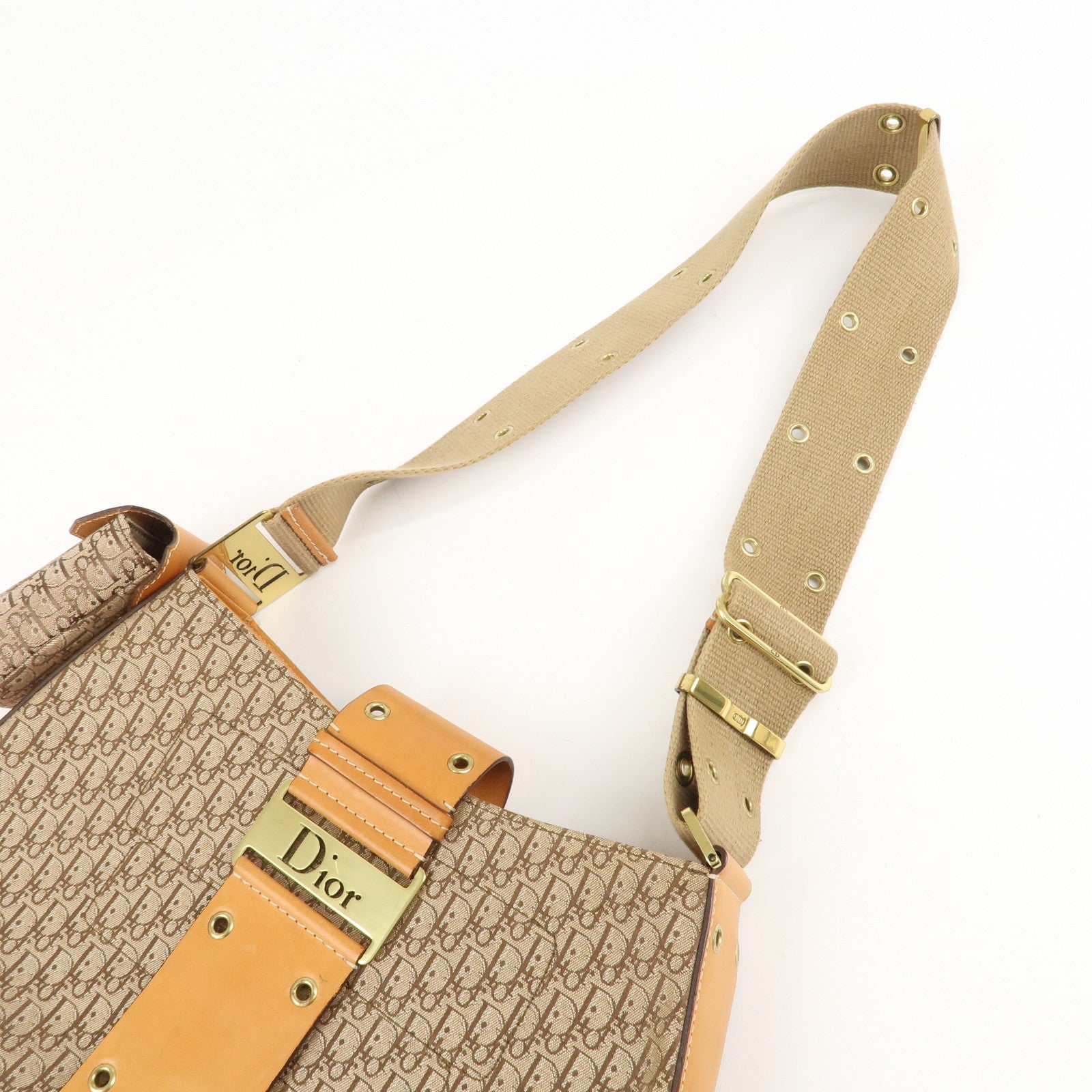 Christian Dior Trotter Canvas Leather Shoulder Bag & Pouch Used