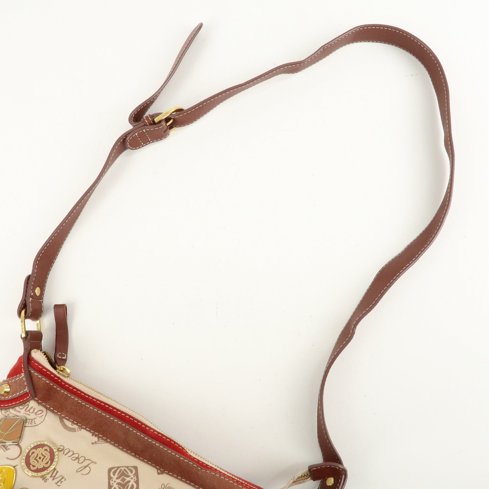 LOEWE Anagram Canvas Leather Suede Shoulder Bag 160th Anniversary Used