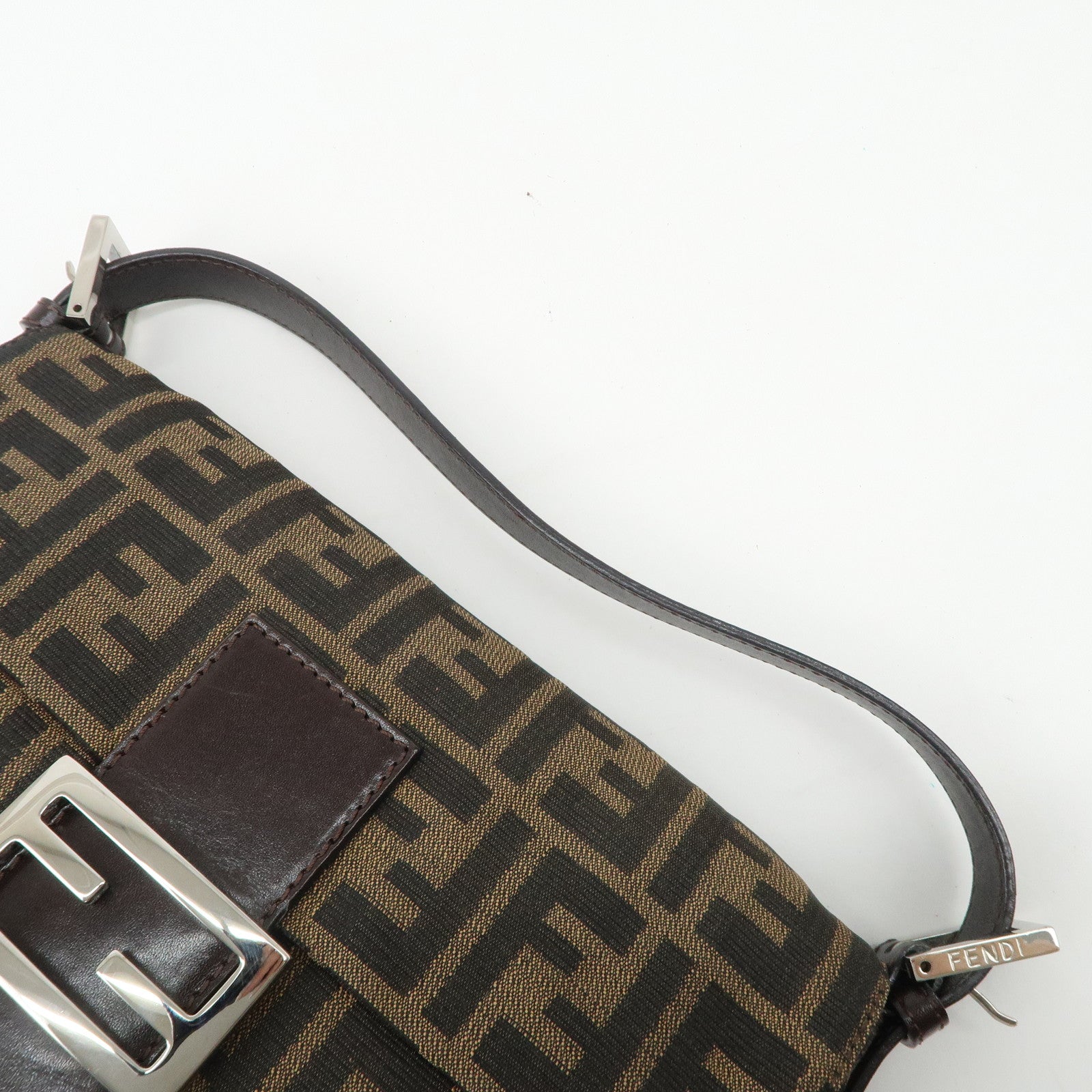 FENDI Mamma Baguette Zucca Canvas Leather Shoulder Bag 26424 Used