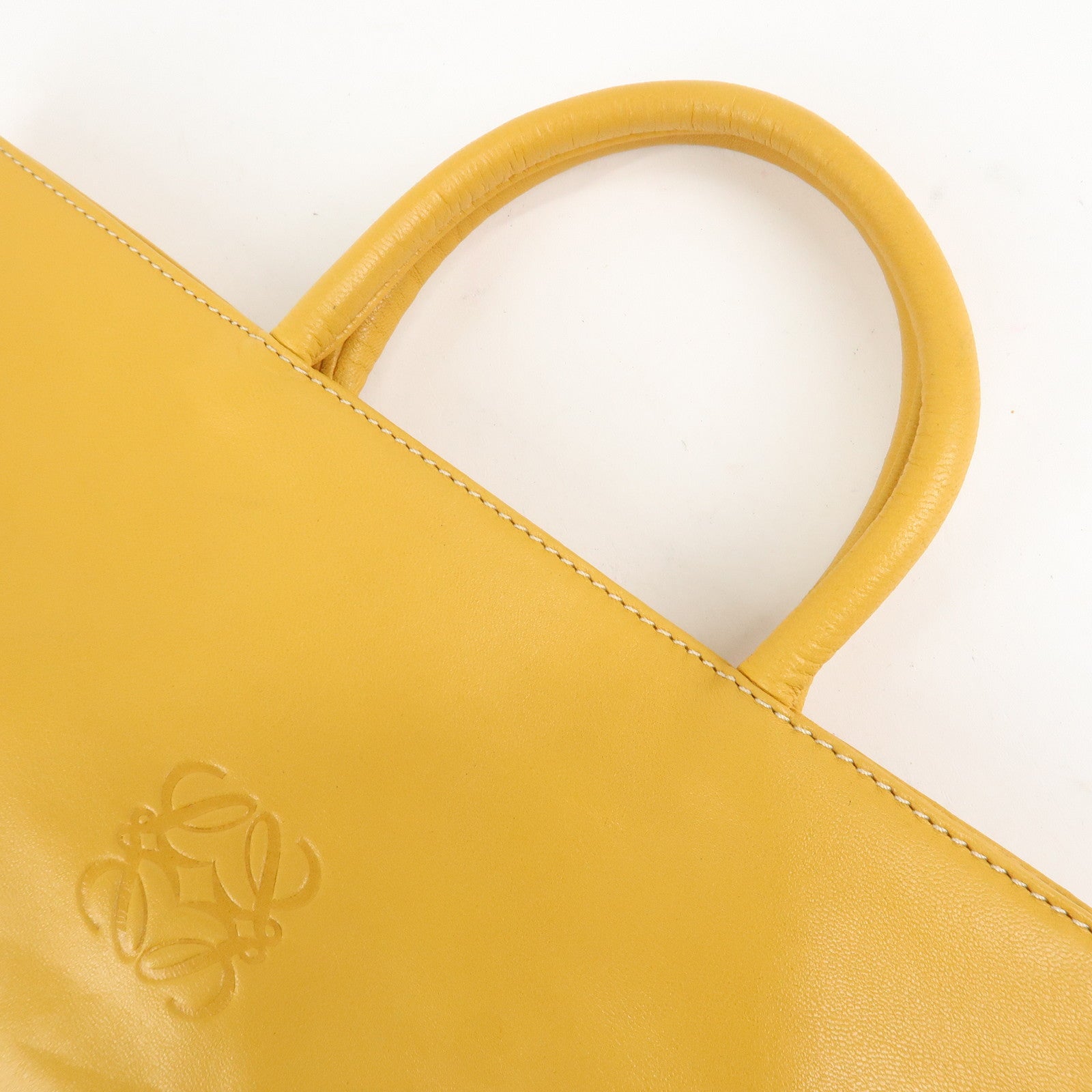 LOEWE Anagram Nappa Aire Leather Tote Bag Shoulder Bag Yellow Used