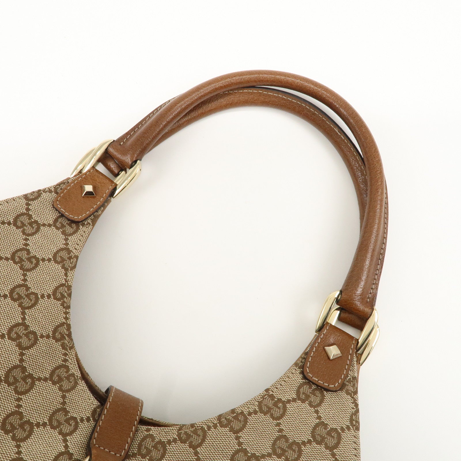 GUCCI New Jackie GG Canvas Leather Shoulder Bag Beige Brown 124407 Used
