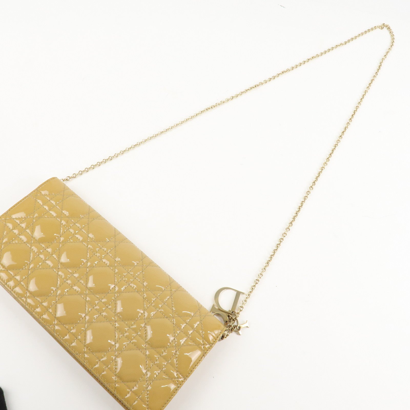 Christian Dior New Lock Cannage Patent Leather Chain Shoulder Bag Used