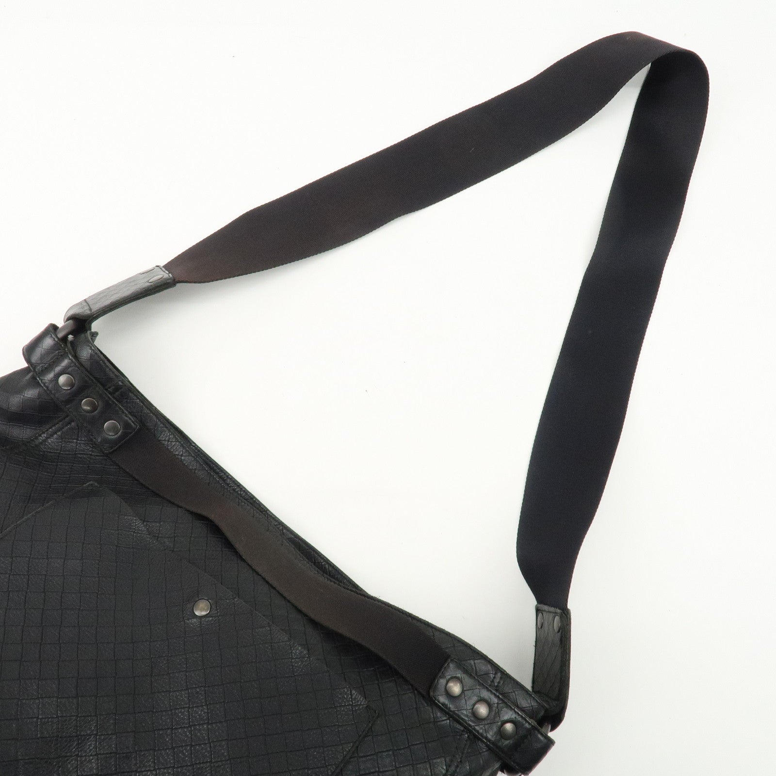 BOTTEGA VENETA Intrecciato Mirage Leather Shoulder Bag Black Used