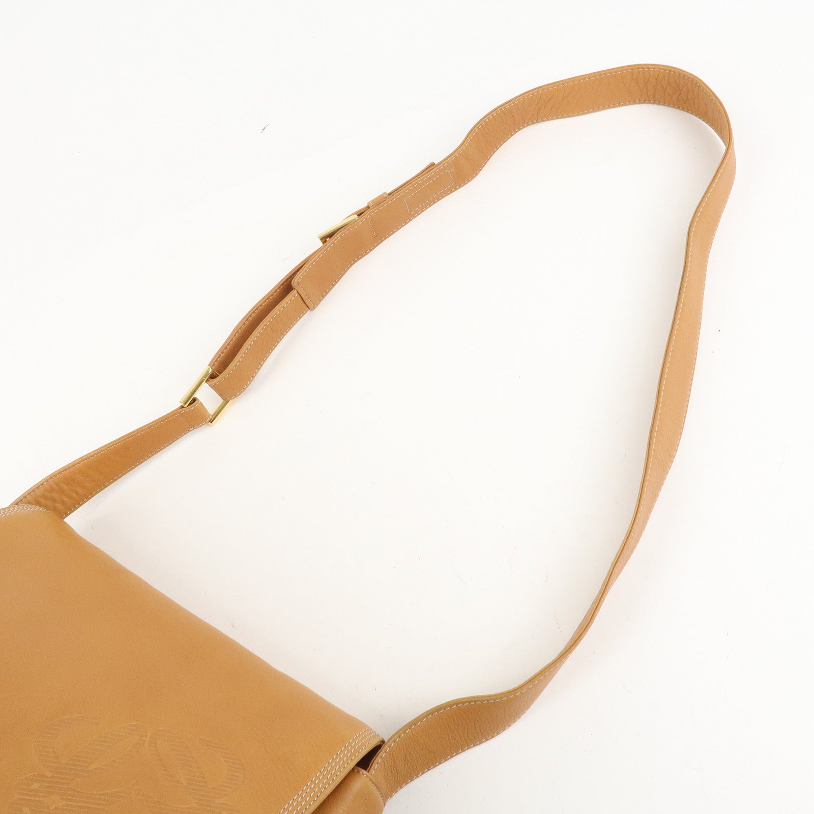 LOEWE Anagram Leather Shoulder Bag Crossbody Bag Brown Used