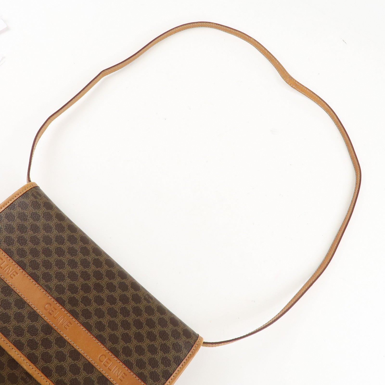 CELINE Macadam PVC Leather Shoulder Bag Hand Bag Brown Used