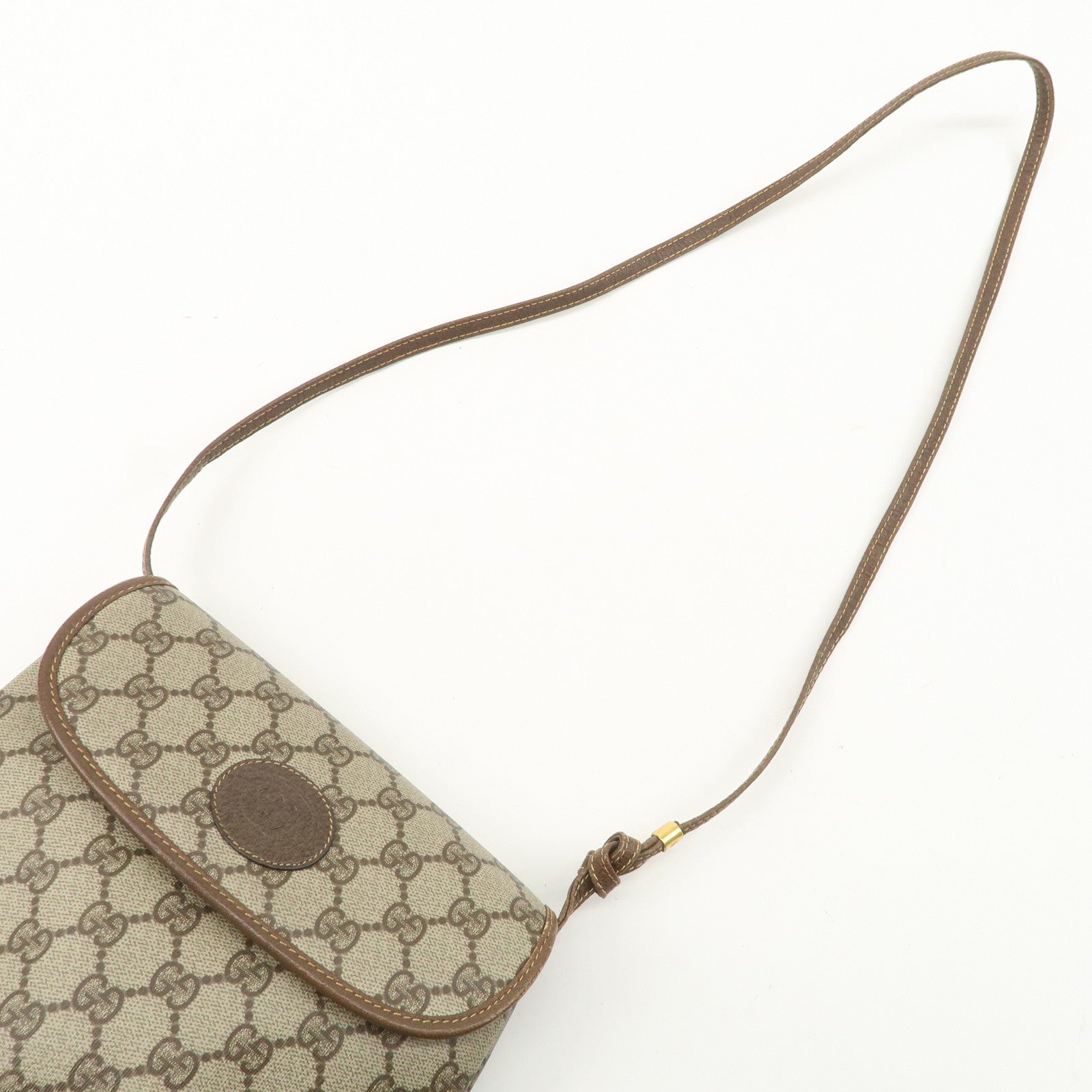 GUCCI Old Gucci GG Plus Leather Shoulder Bag 007.56.0087 Used