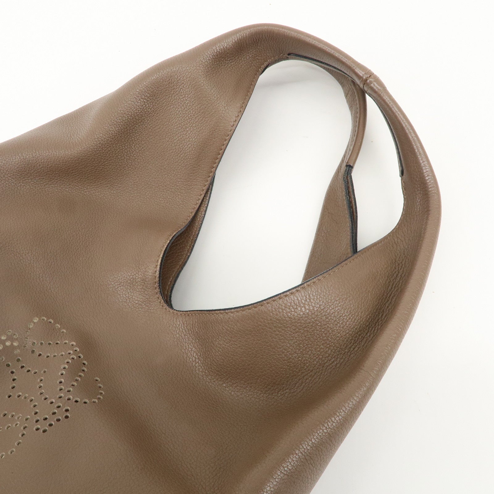 LOEWE Anagram Leather Dunas Shoulder Bag Brown Used