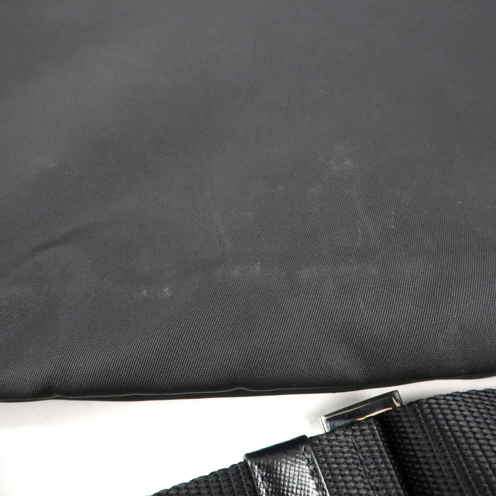 PRADA Logo Nylon Leather Shoulder Bag Crossbody Bag Black Used