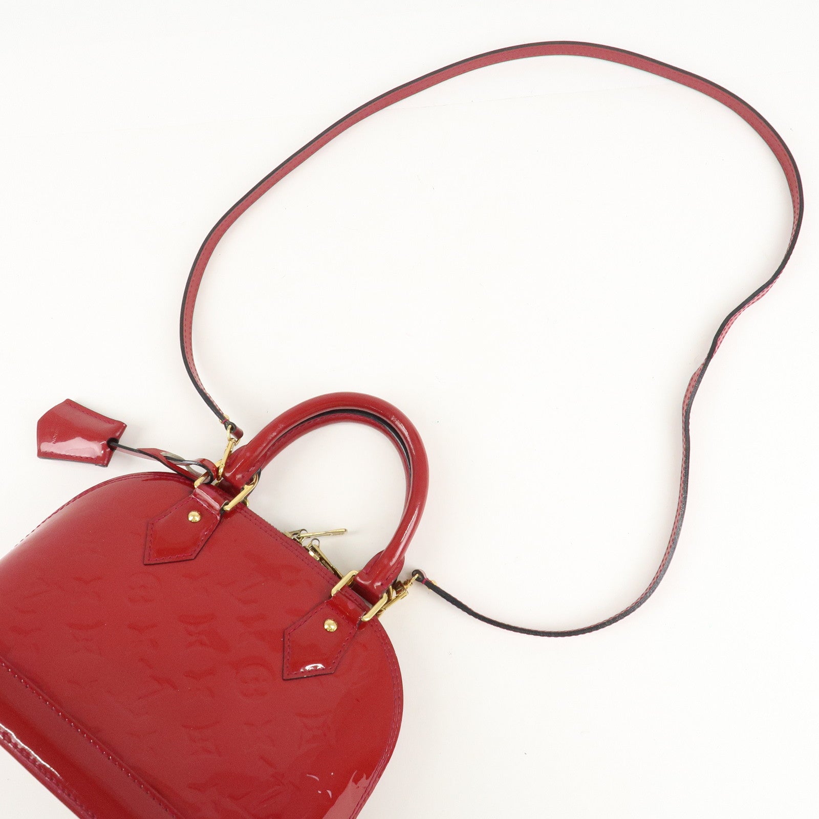 Louis Vuitton Monogram Vernis Alma BB 2Way Bag Red M91606 Used