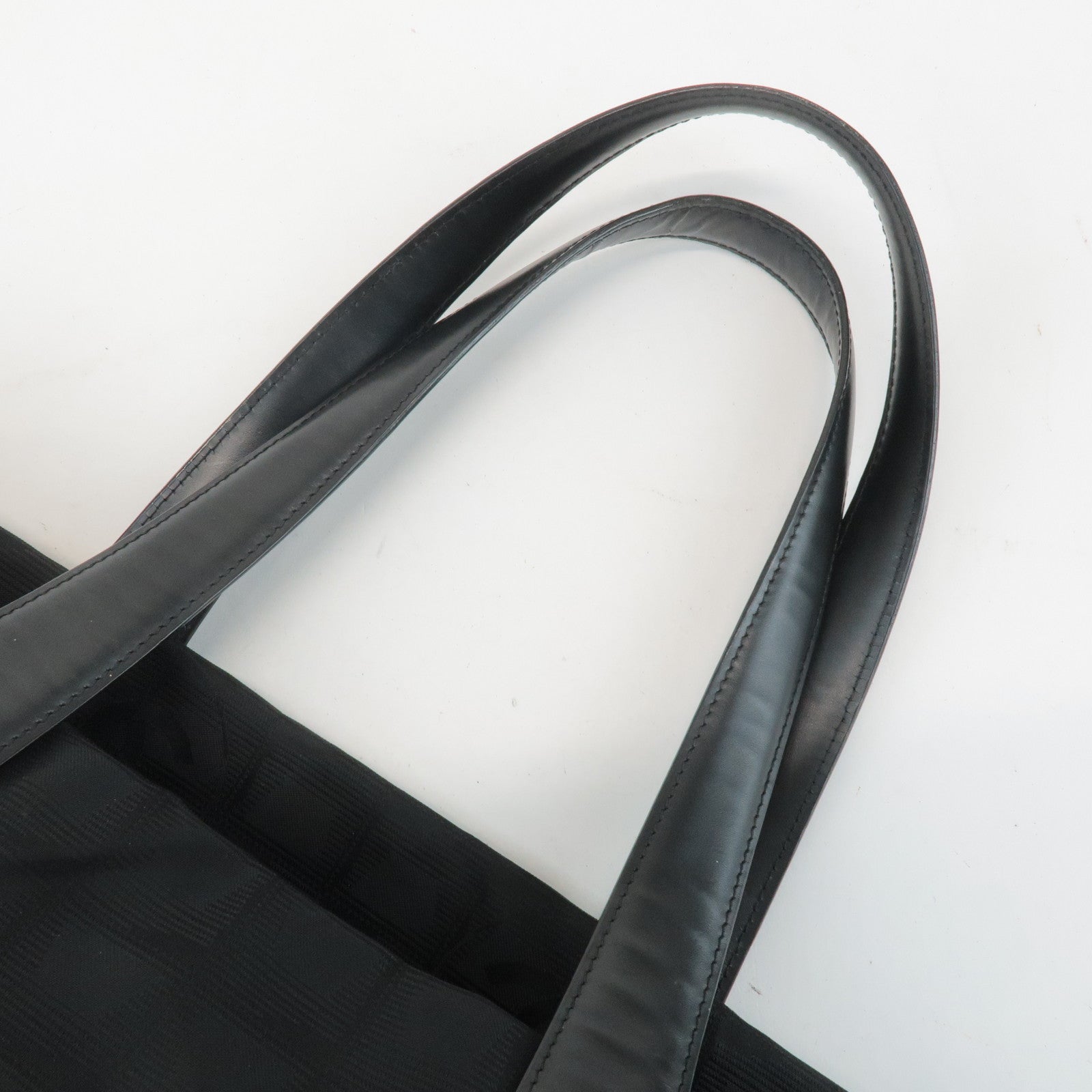 CHANEL New Travel Line Nylon Jacquard Leather Tote Bag A15991 Used