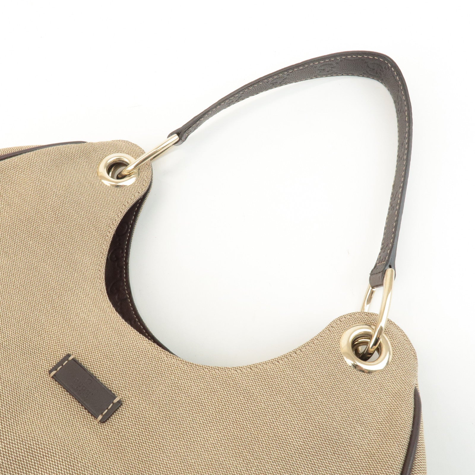 GUCCI Canvas Leather Shoulder Bag Beige Brown 257268 Used