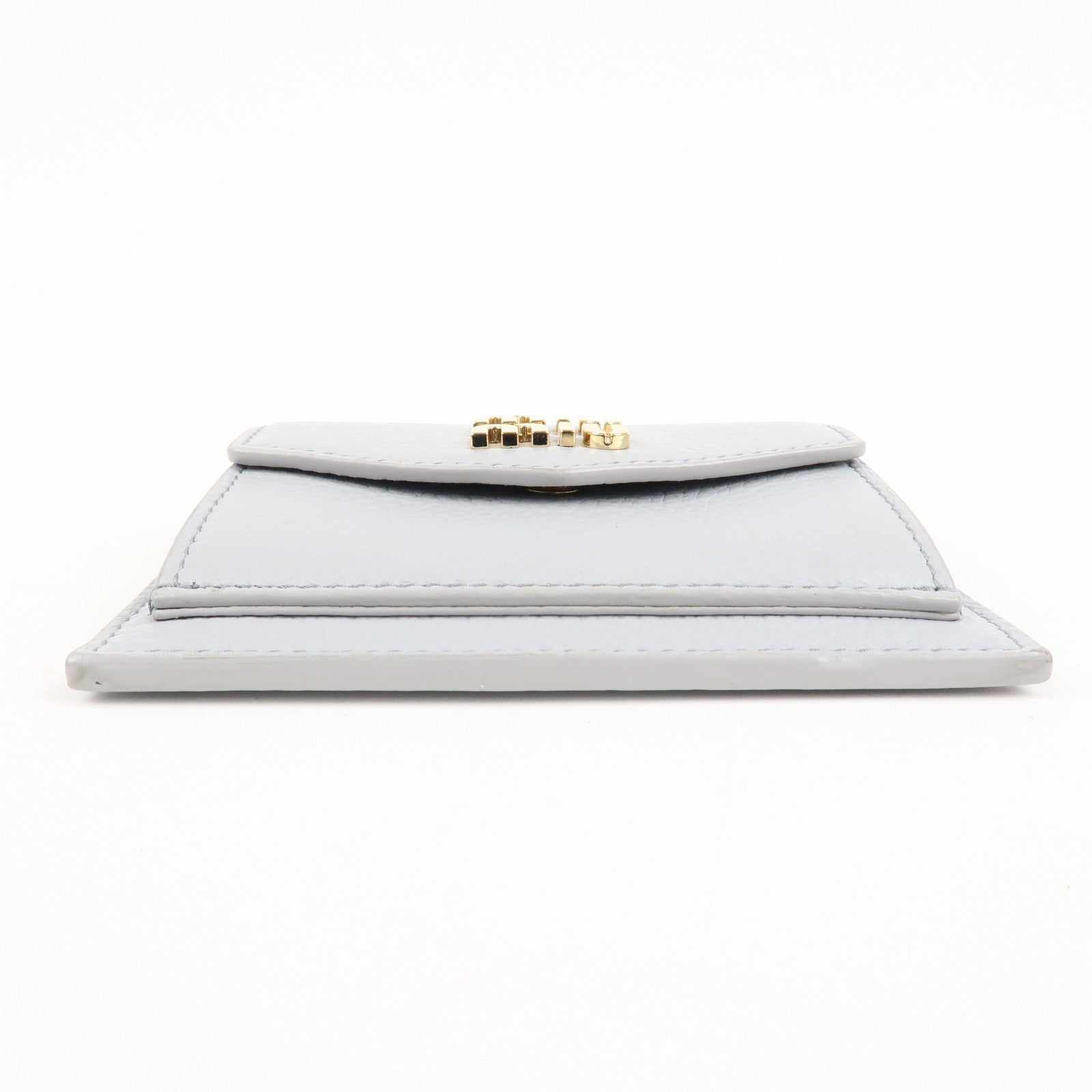 MIU MIU leather Card Case Coin Case Light Gray 5MC081 Used