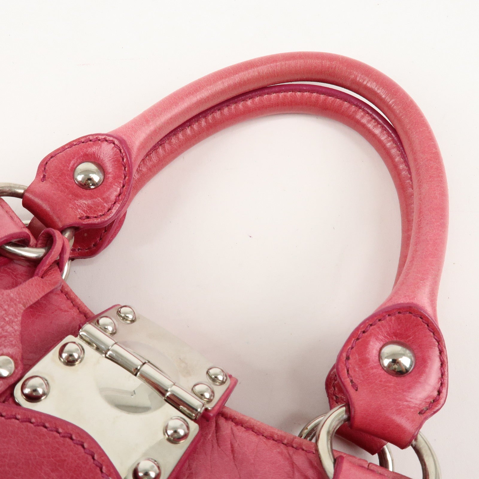 MIU MIU Leather 2Way Bag Hand Bag Ribbon Alamoana2011 09/60 Used