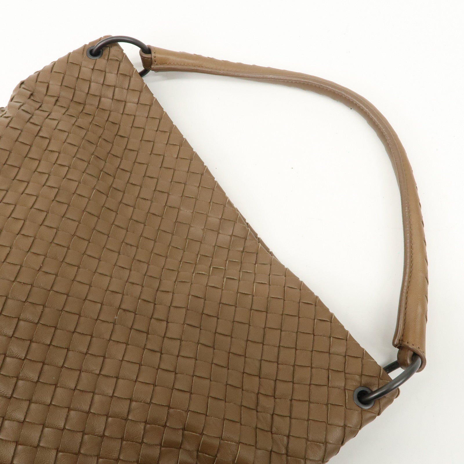 BOTTEGA VENETA Intrecciato Leather Shoulder Bag Brown Used