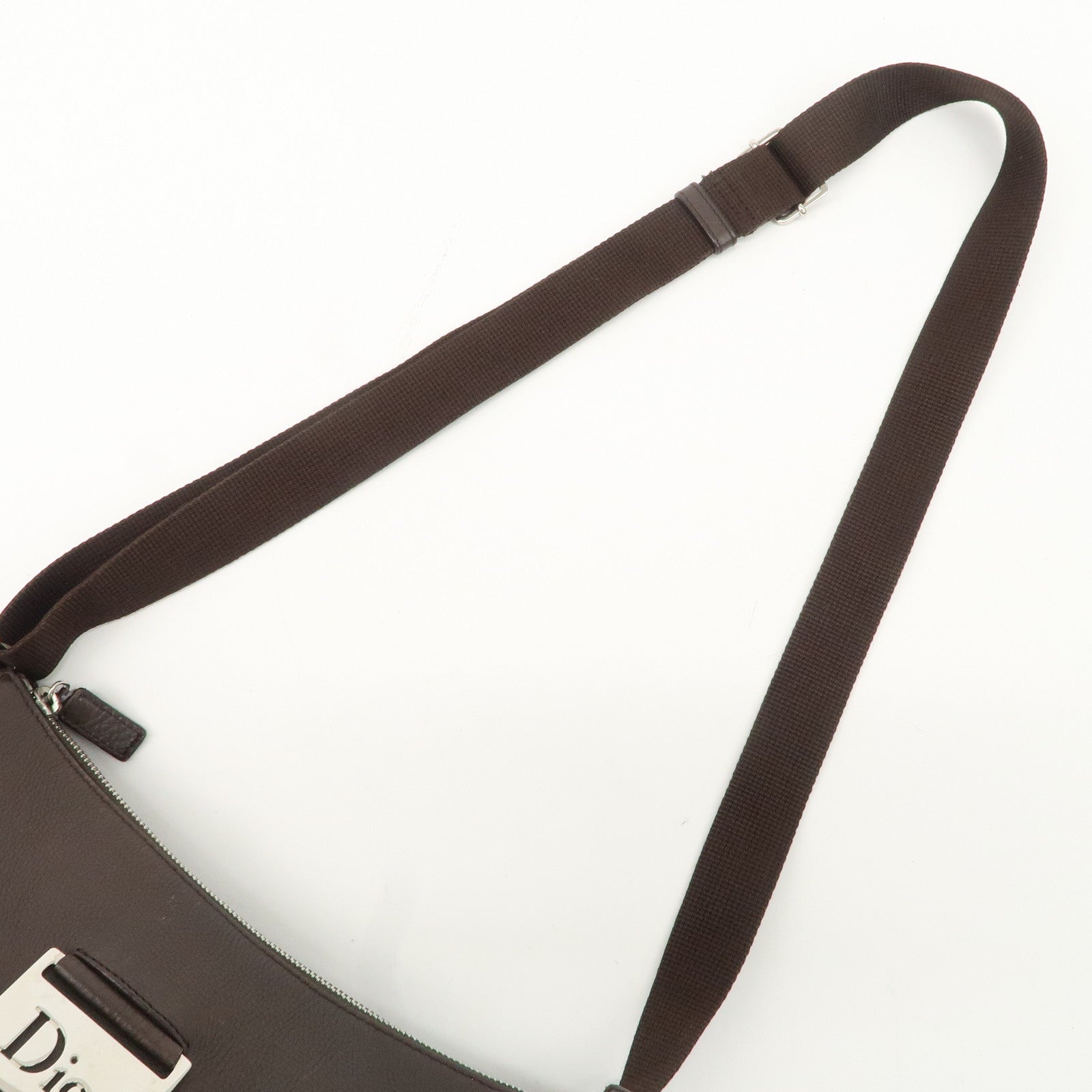 Christian Dior Trotter Canvas Leather Shoulder Bag Beige Brown Used