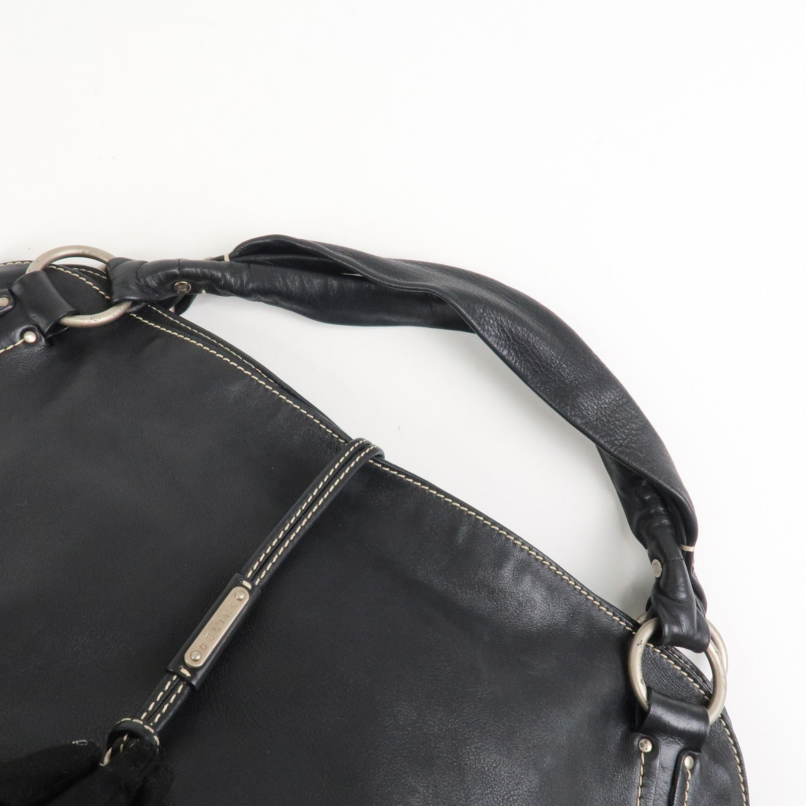 CELINE Leather Bitter Sweet Macadam Engraved Shoulder Bag Used