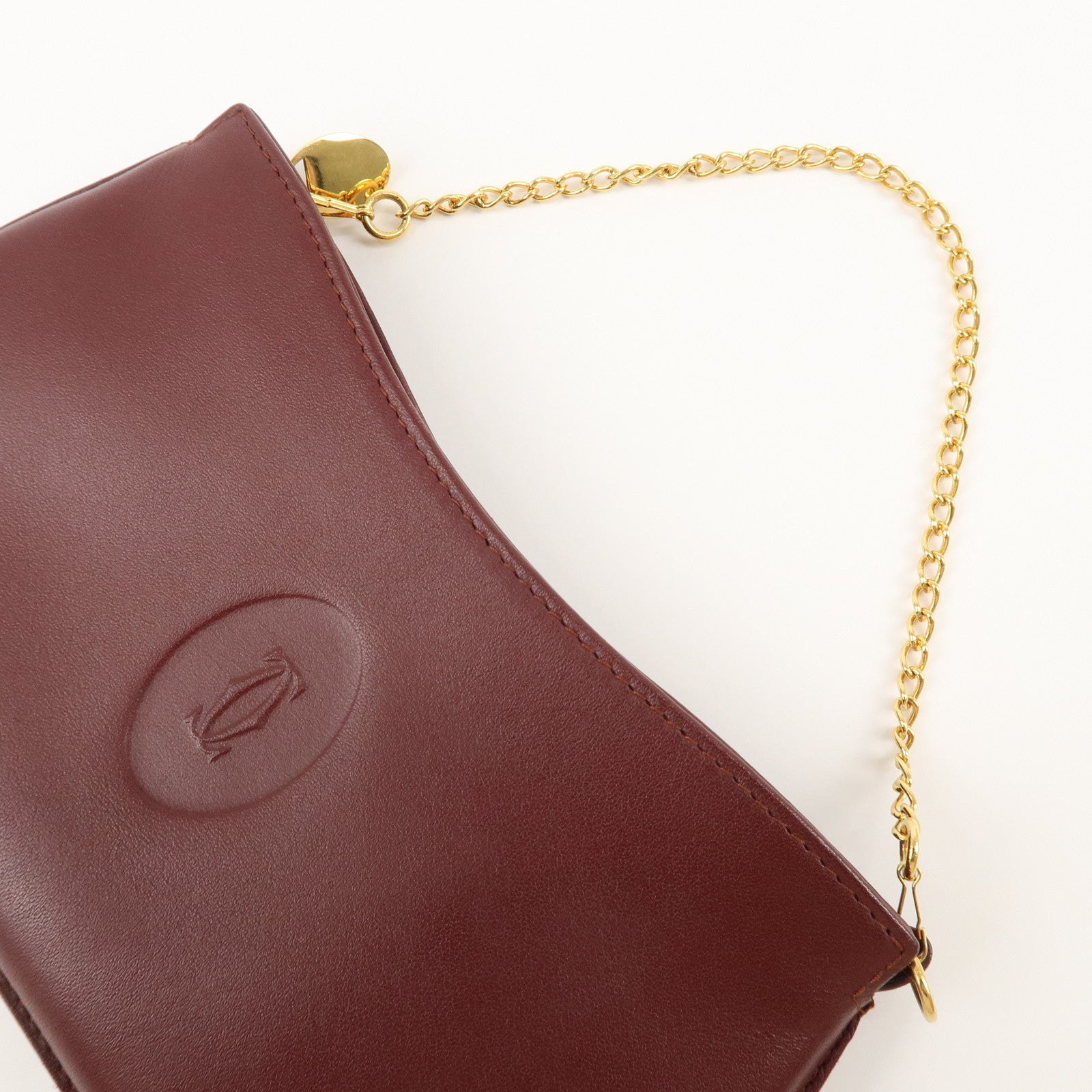 Cartier Must Line Must Do Leather Chain Strap Pouch Bordeaux Used