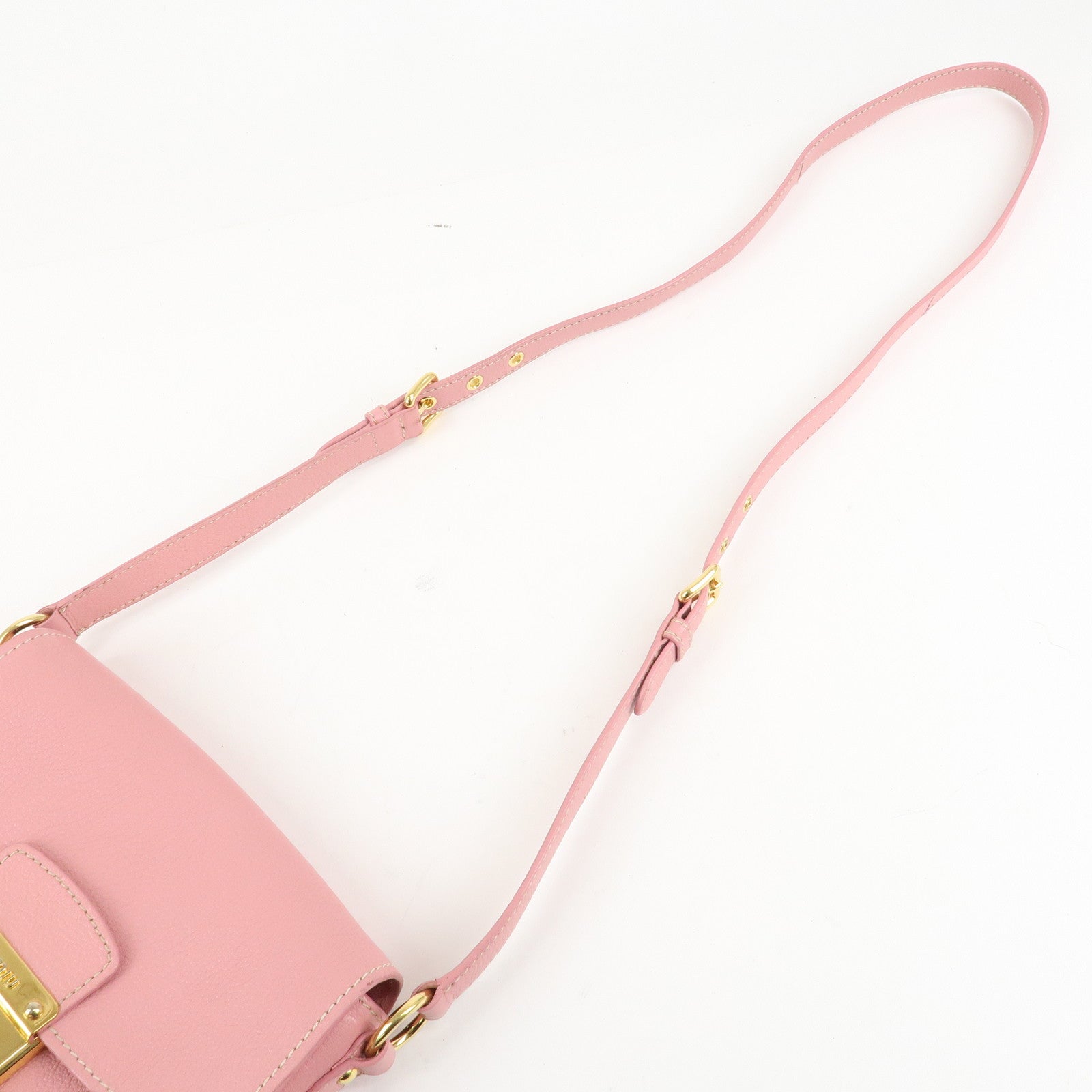 MIU MIU Leather Shoulder Bag Pink RTC460 Used