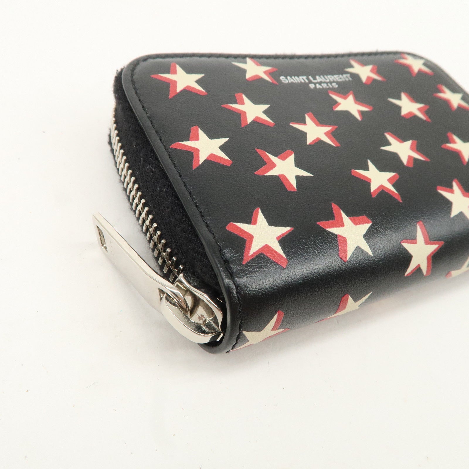Saint Laurent Paris Leather Coin Case Case Star Print Black Used
