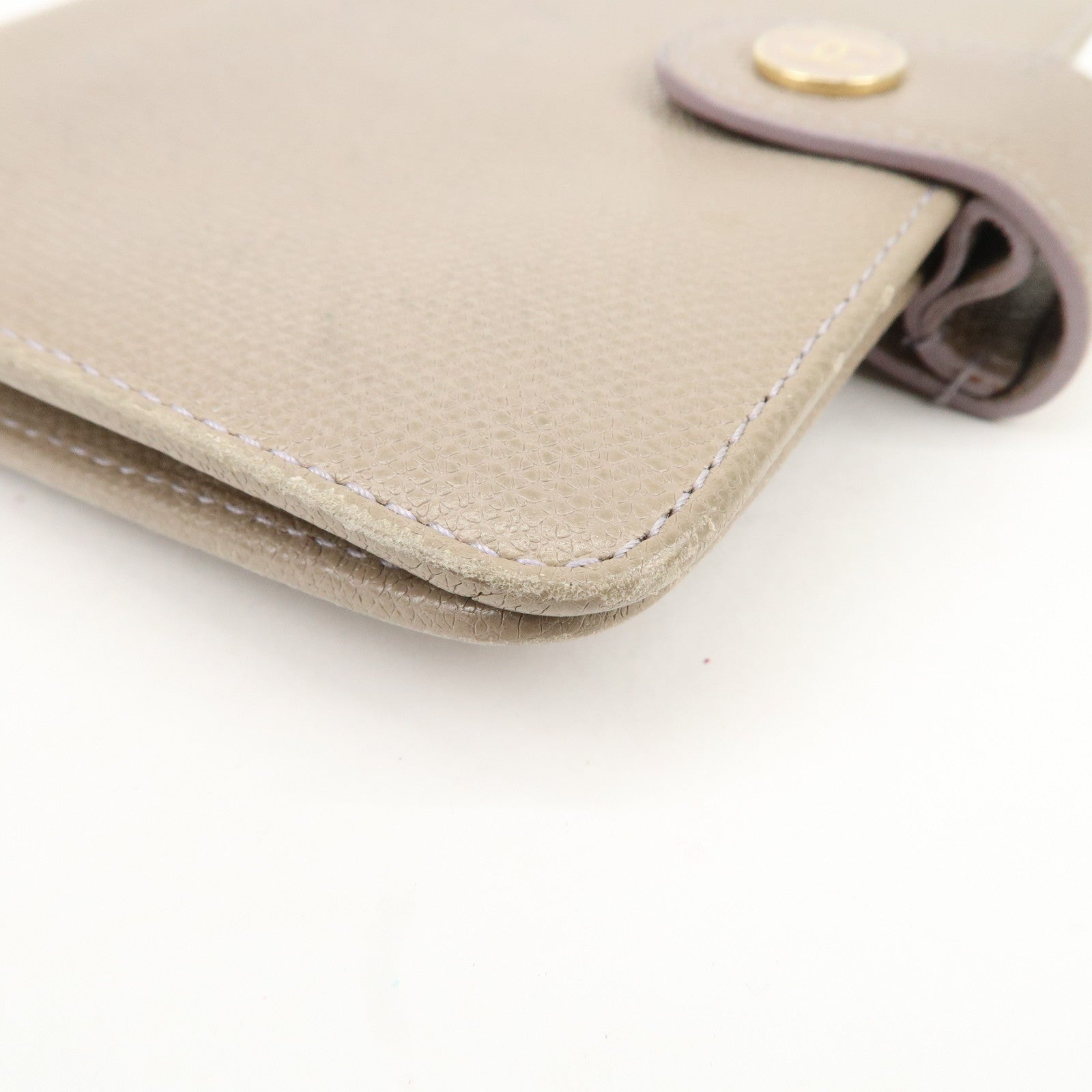 CHANEL COCO Button Leather Agenda Cover Gray Used