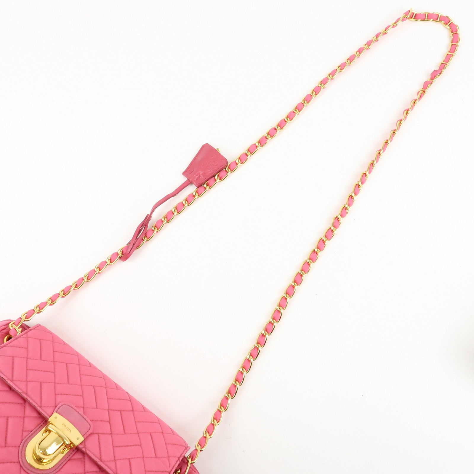 PRADA Nylon Leather Chain Shoulder Bag Pink BR4965 Used