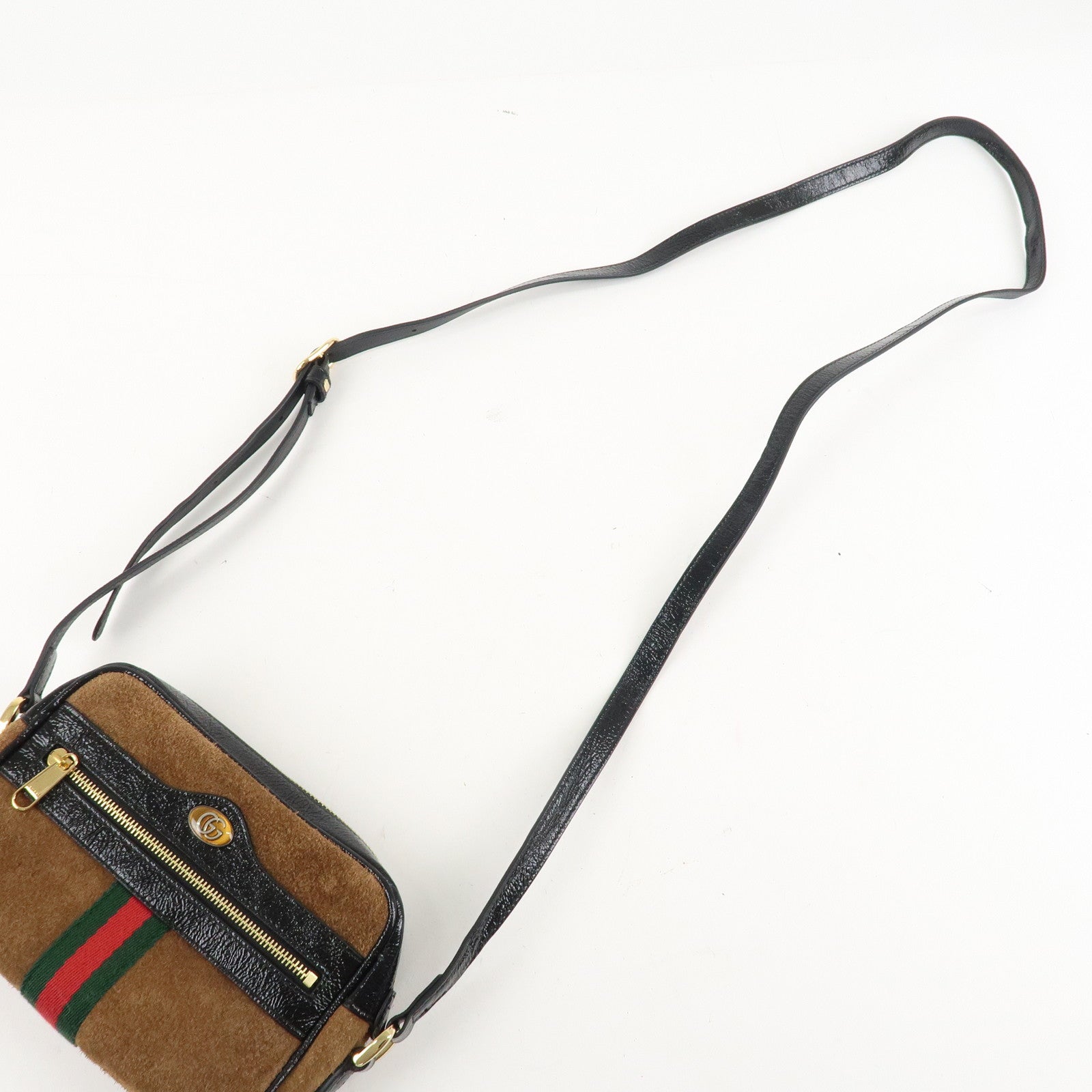 GUCCI Ophidia Sherry Suede Patent Leather Shoulder Bag 573321 Used