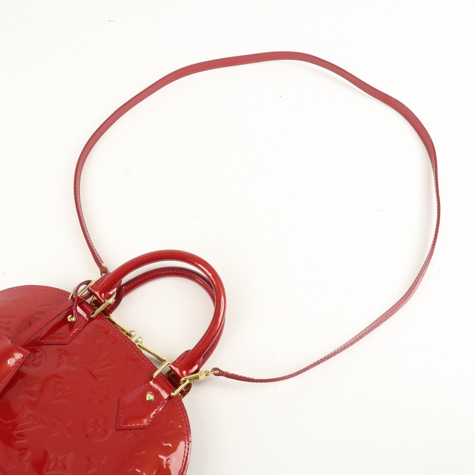 Louis Vuitton Monogram Vernis Alma BB 2Way Bag Red M91606 Used