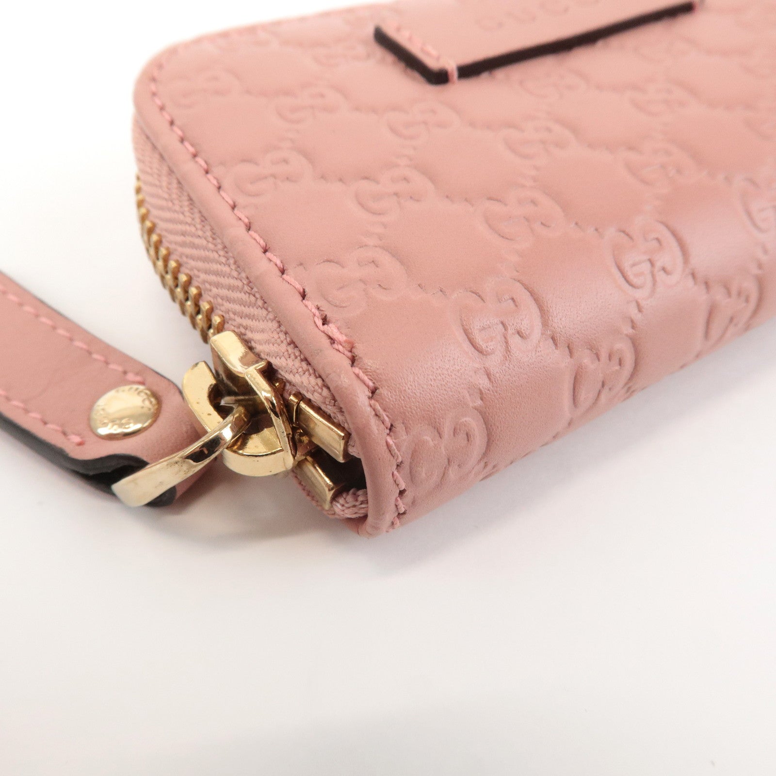 GUCCI Micro Guccissima Leather Mini Coin Case Pink 449896 Used