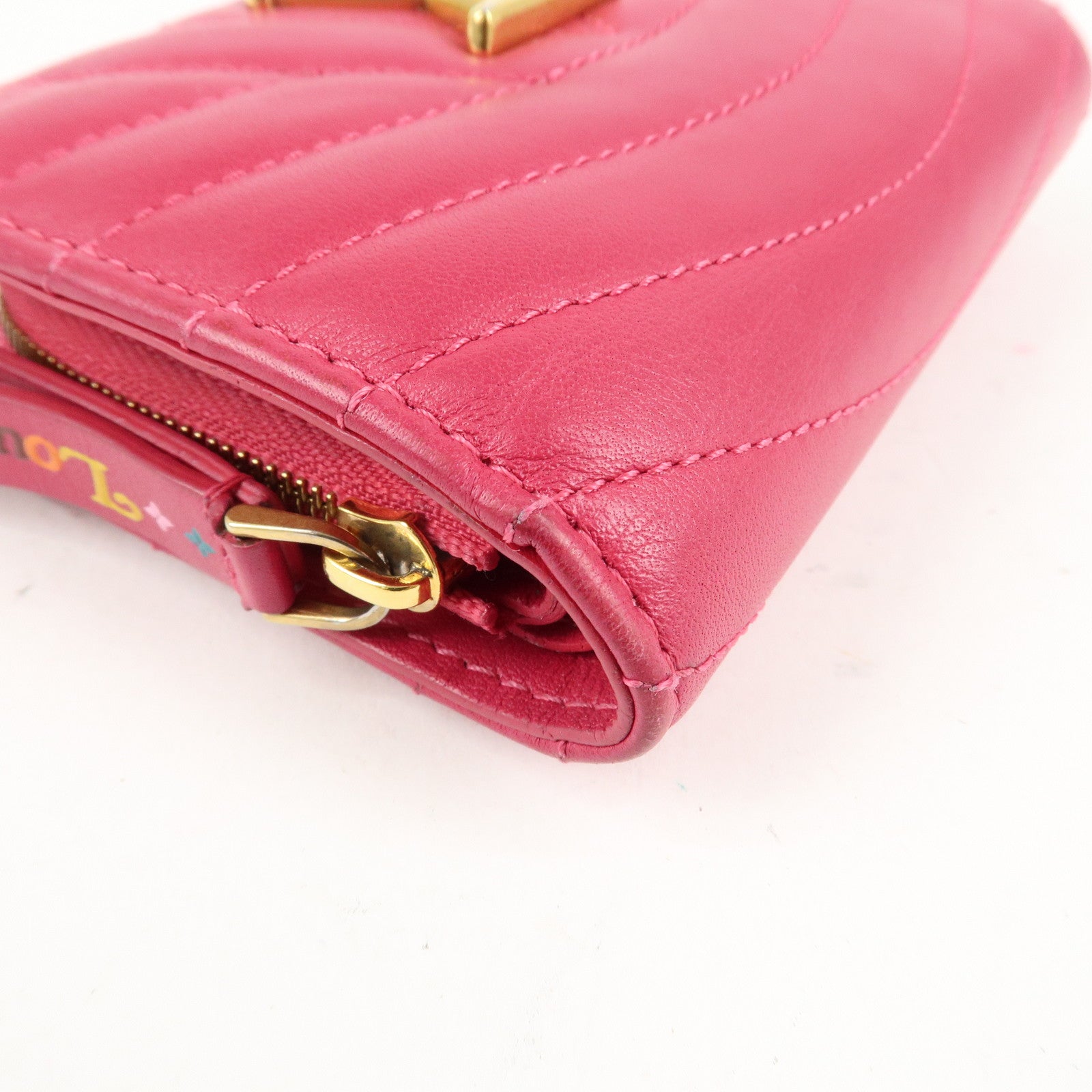 Louis Vuitton New Wave Leather Bi-Fold Compact Wallet Freesia Pink Used