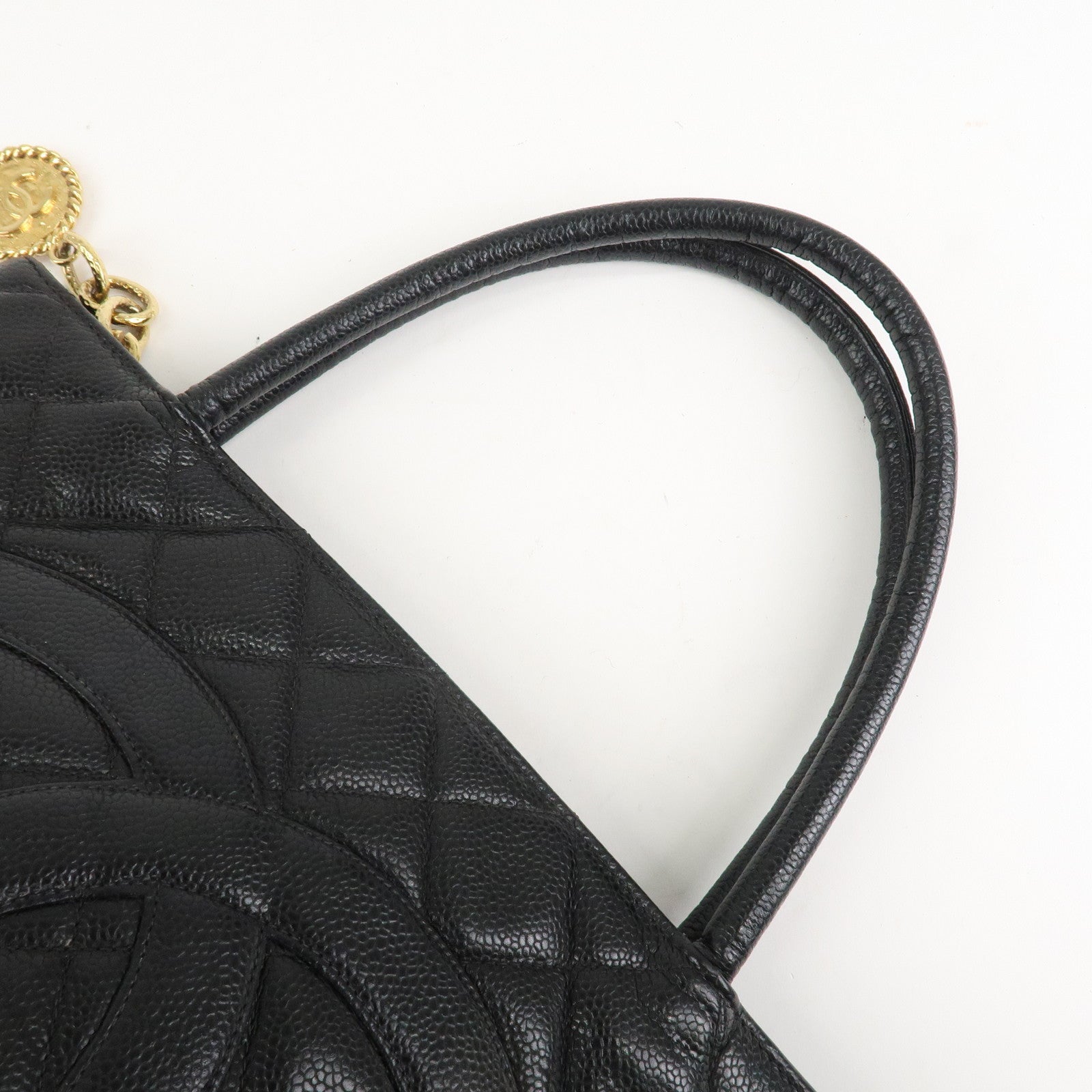 CHANEL Matelasse Caviar Skin Medalion Tote Bag Hand Bag A01804 Used