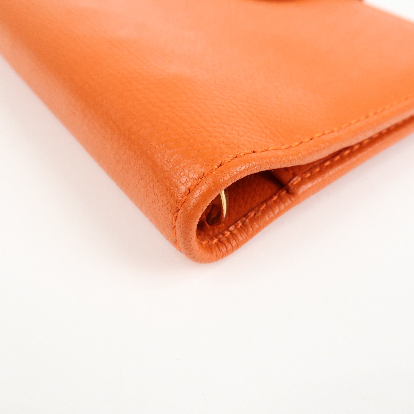 CHANEL Leather Planner Cover Orange Gold Hardware Used