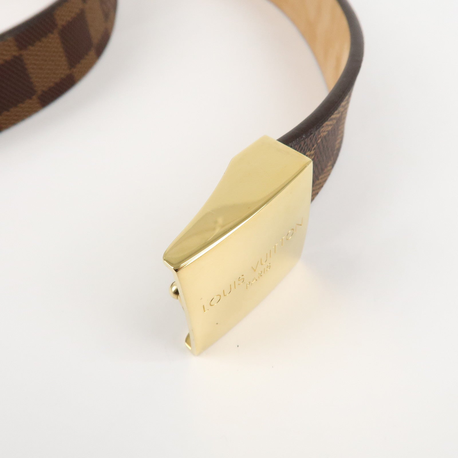 AuthLouis Vuitton Damier Ebene Saint Tulle Belt Carre 85/34 M6803V Used