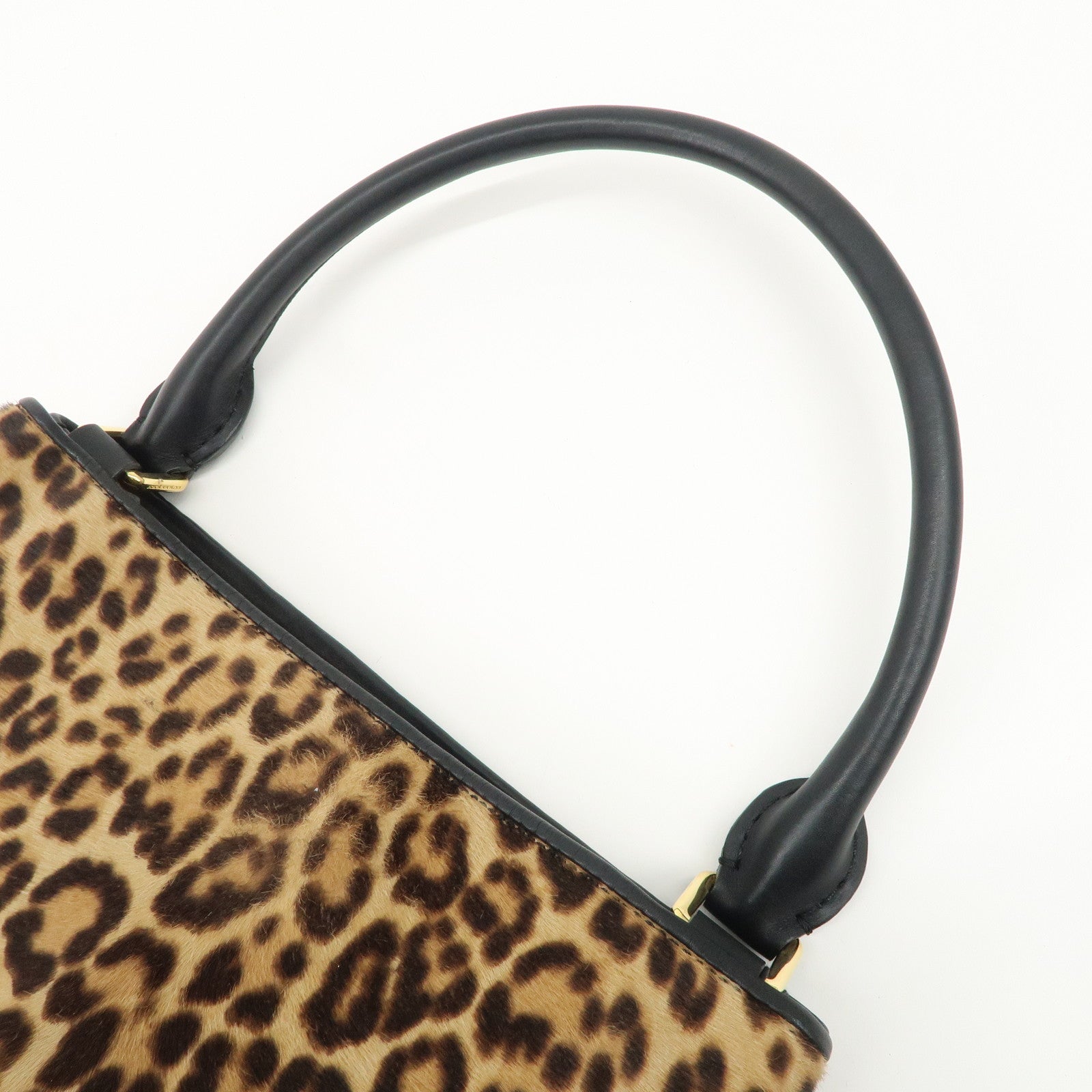 BURBERRY Unborn Calf Leather Bucket Bag Shoulder Bag Leopard Used