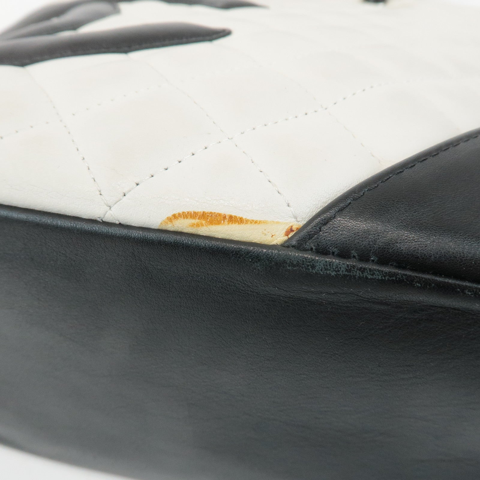 CHANEL Cambon Line Lamb Skin Medium Tote Bag Shoulder Bag A25167 Used