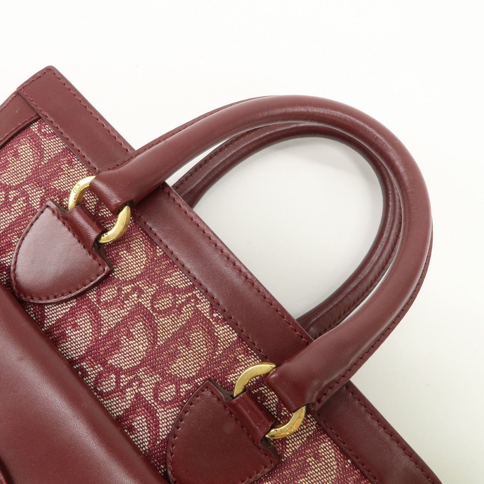 Christian Dior Trotter Canvas Leather Tote Bag Hand Bag Bordeaux Used