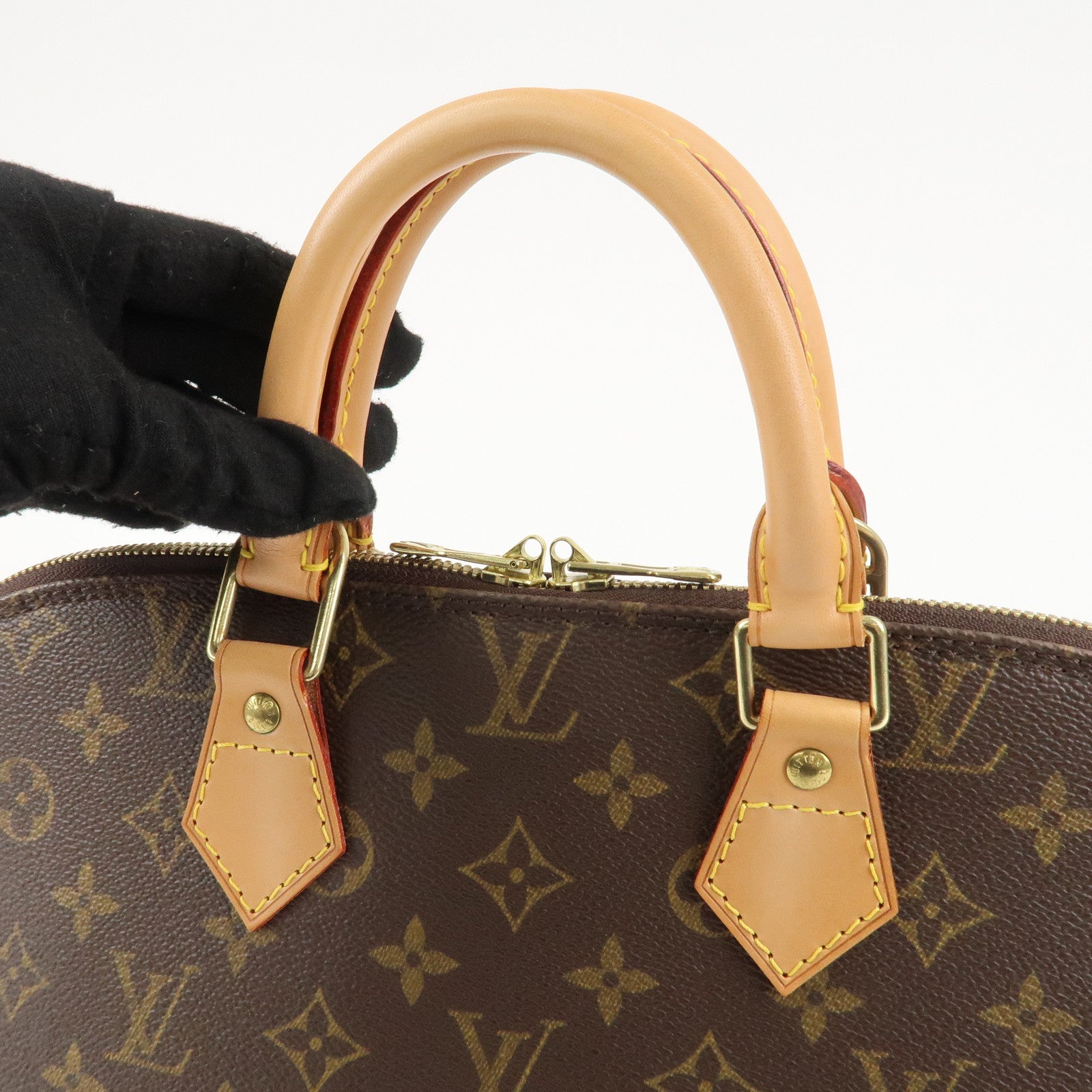 Louis Vuitton Monogram Alma Hand Bag Brown Gold Hardware M51130 Used