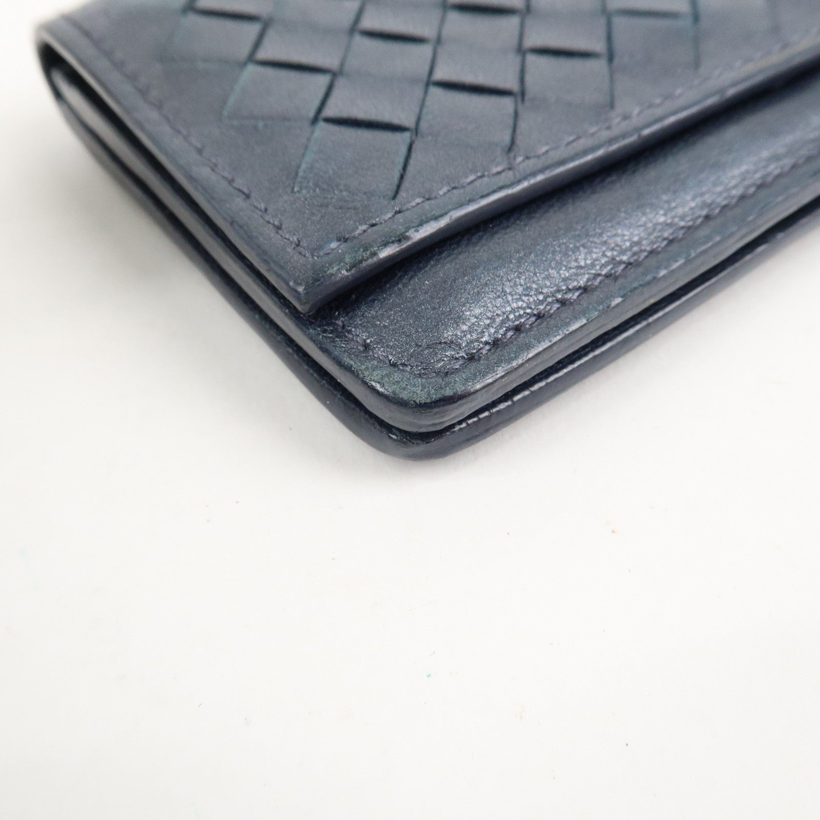 BOTTEGA VENETA Intrecciato Leather Card Case Gray 133945 Used