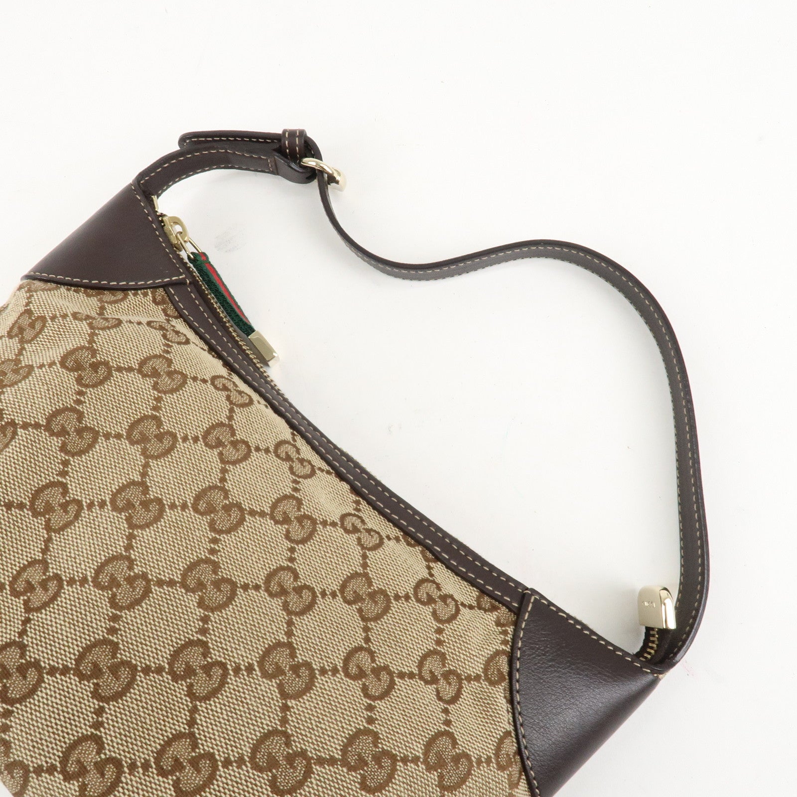 GUCCI Sherry GG Canvas Leather Shoulder Bag Beige Brown 224093 Used