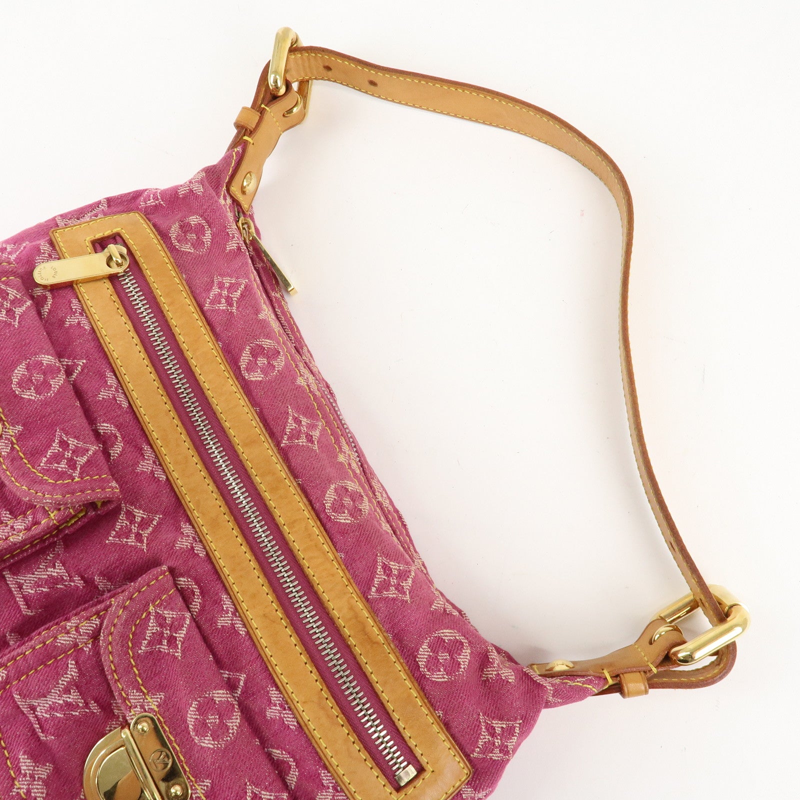 Louis Vuitton Monogram Denim Baggy PM Shoulder Bag Fuchsia M95212 Used
