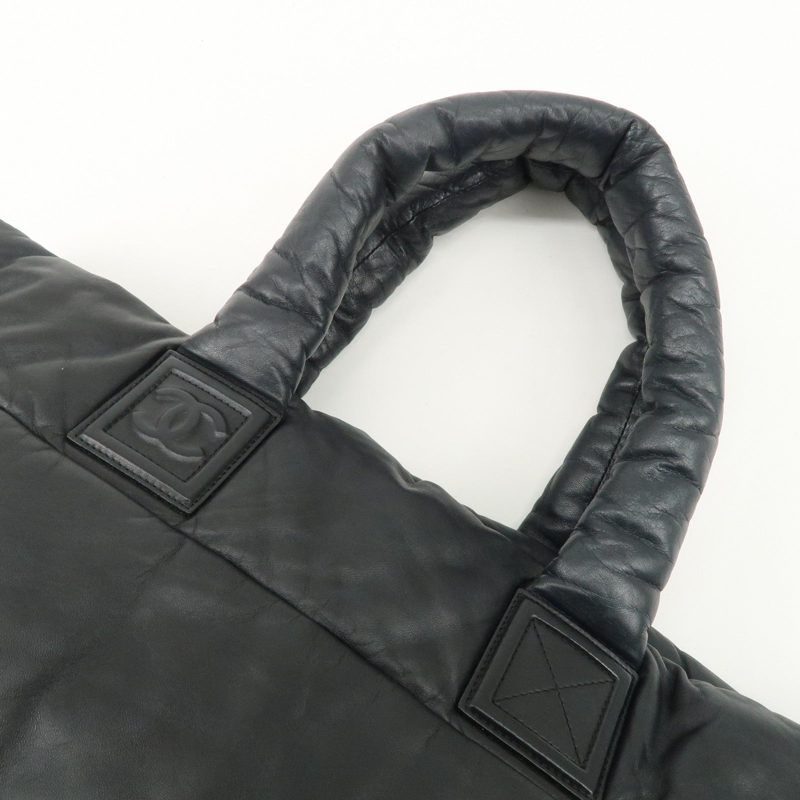 CHANEL COCO Cocoon Lamb Skin Tote Bag Shoulder Bag MM Black A47107 Used