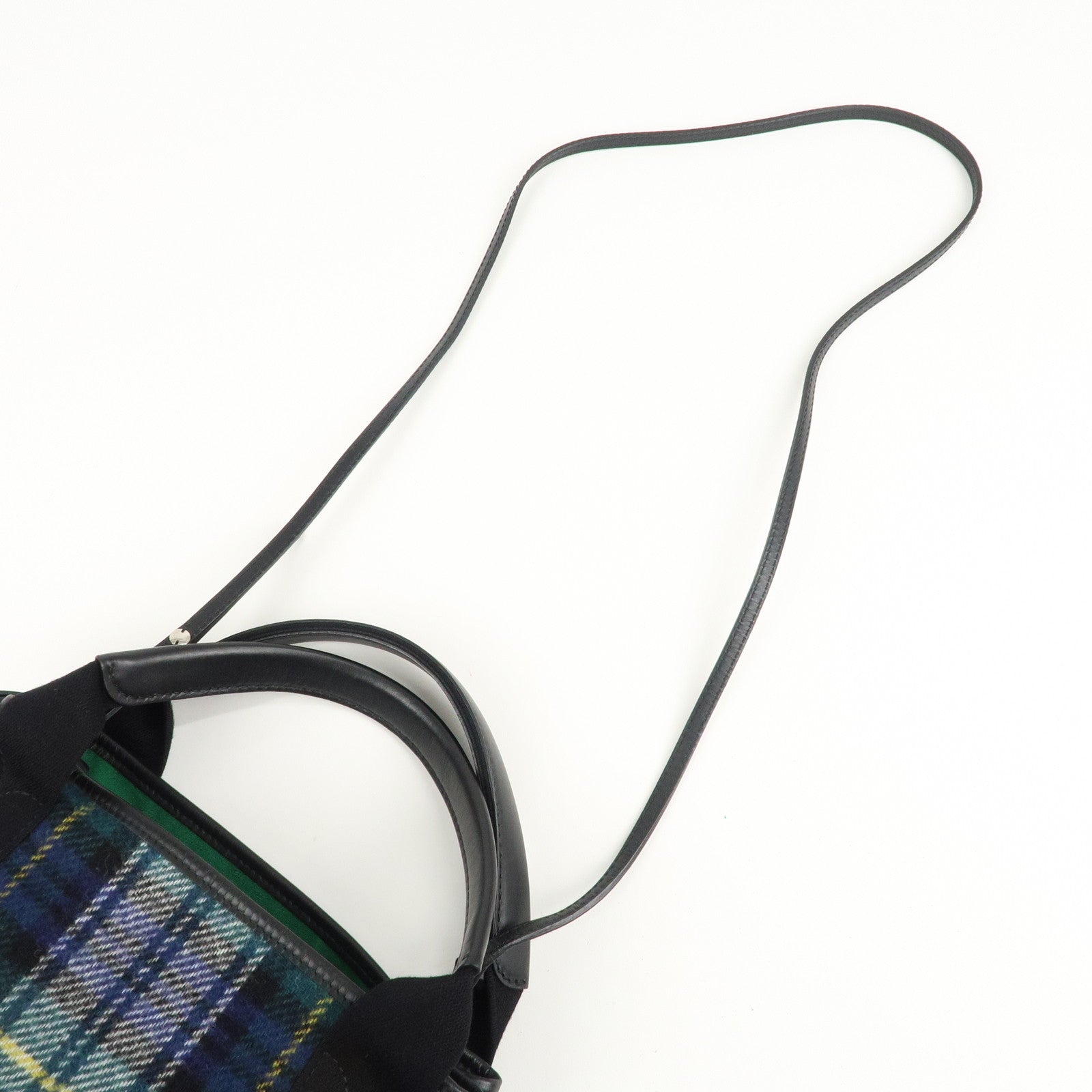 BALENCIAGA Wool Leather Navy Cabas XS Hand Bag Tote Bag 390346 Used