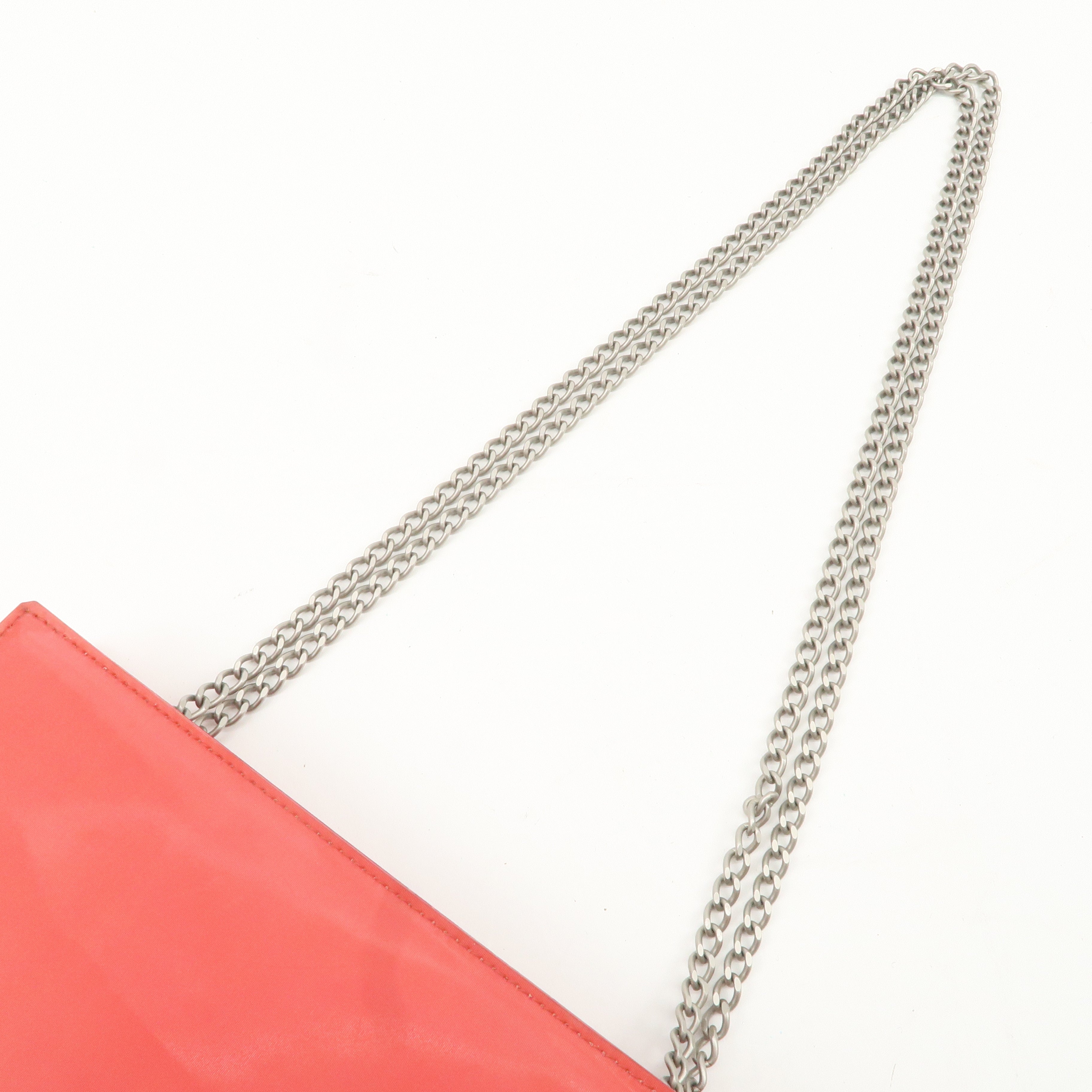CHANEL Nylon Hologram Chain Shoulder Bag Hand Bag Red Used