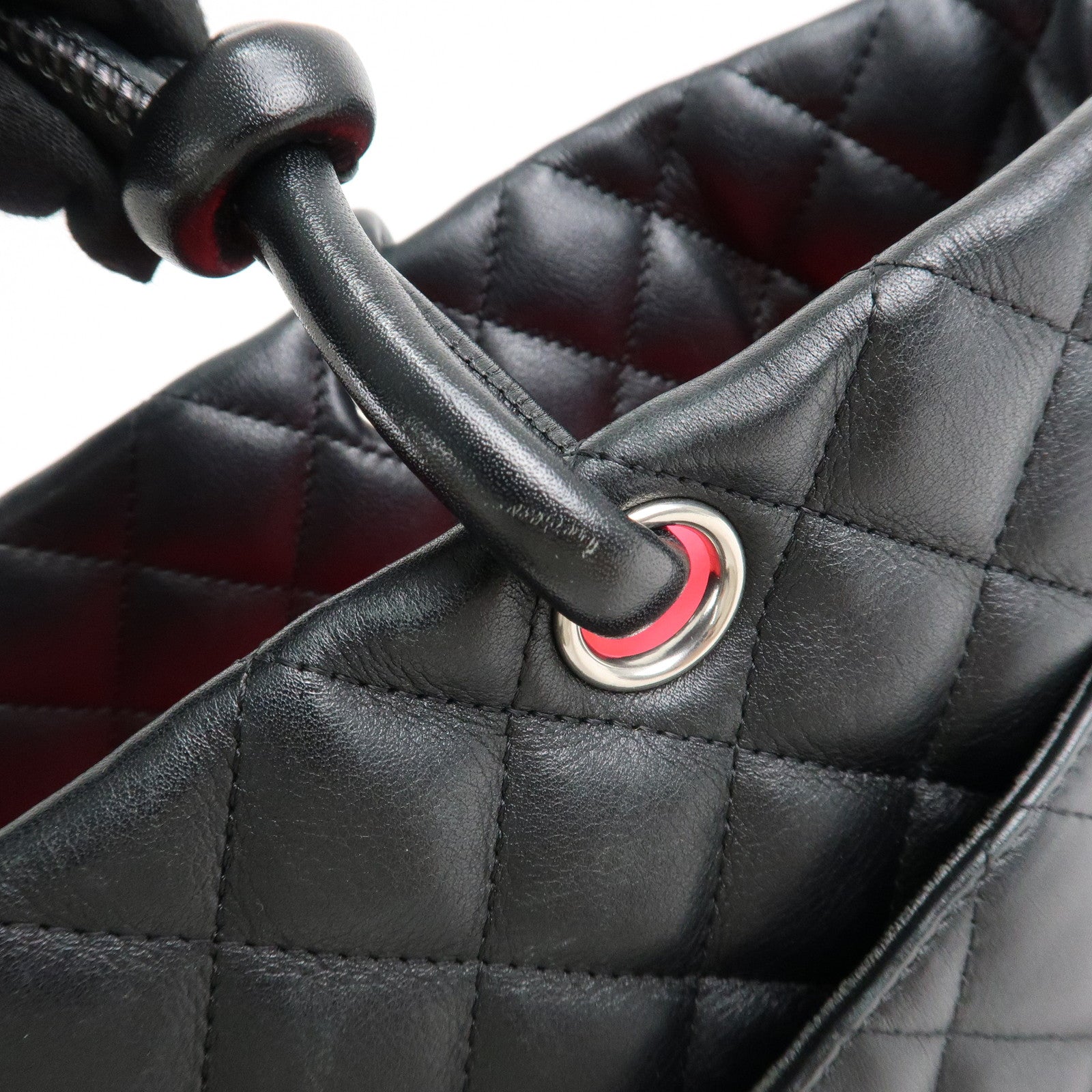 CHANEL Cambon Line Lambskin COCO Mark Large Tote Bag A25169 Used