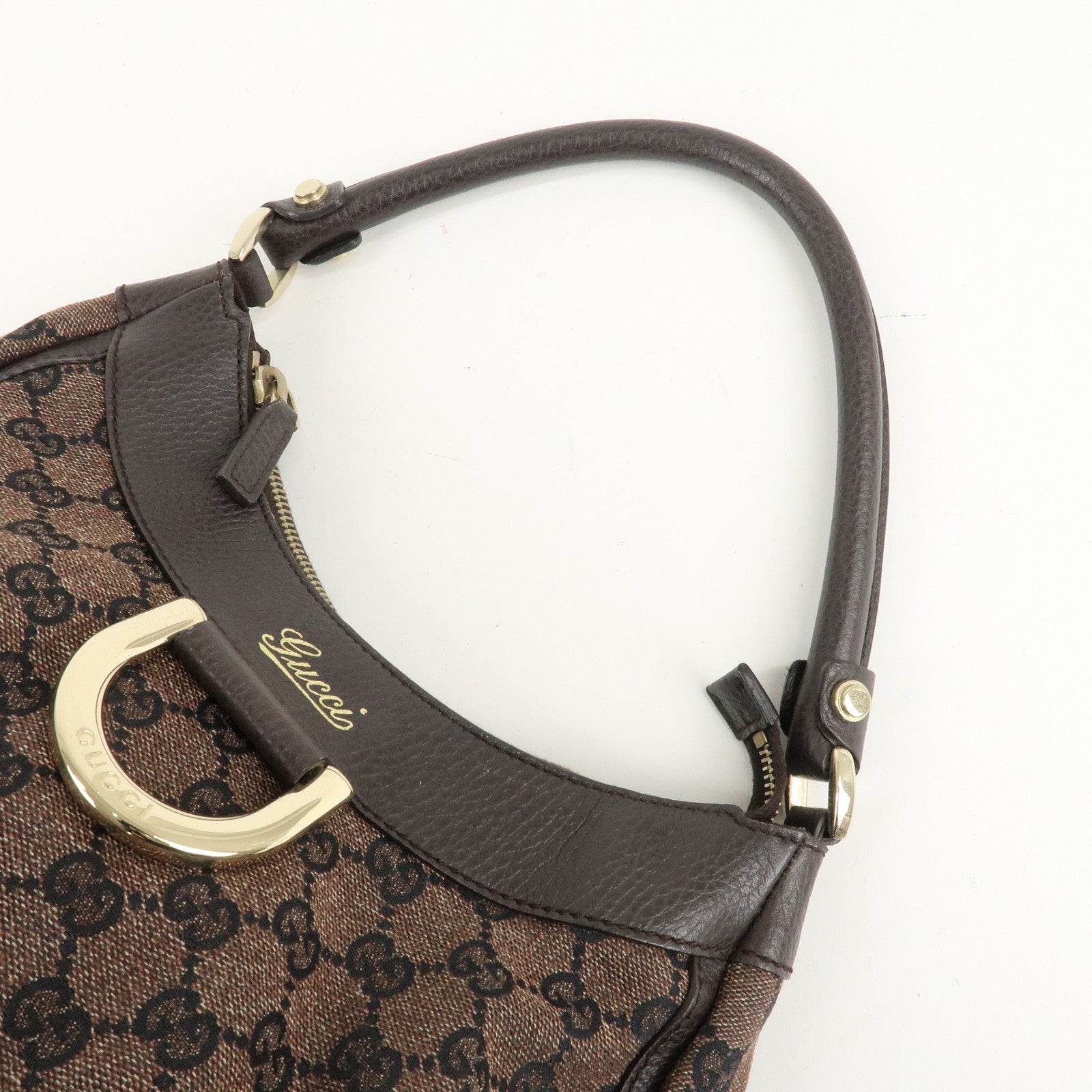 GUCCI Abbey GG Canvas Leather Shoulder Bag Black 265692 Used