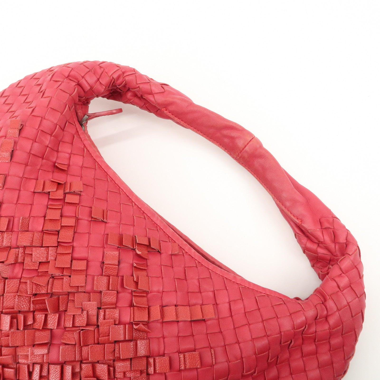 BOTTEGA VENETA Hobo Intrecciato Leather Shoulder Bag Pink 115653 Used
