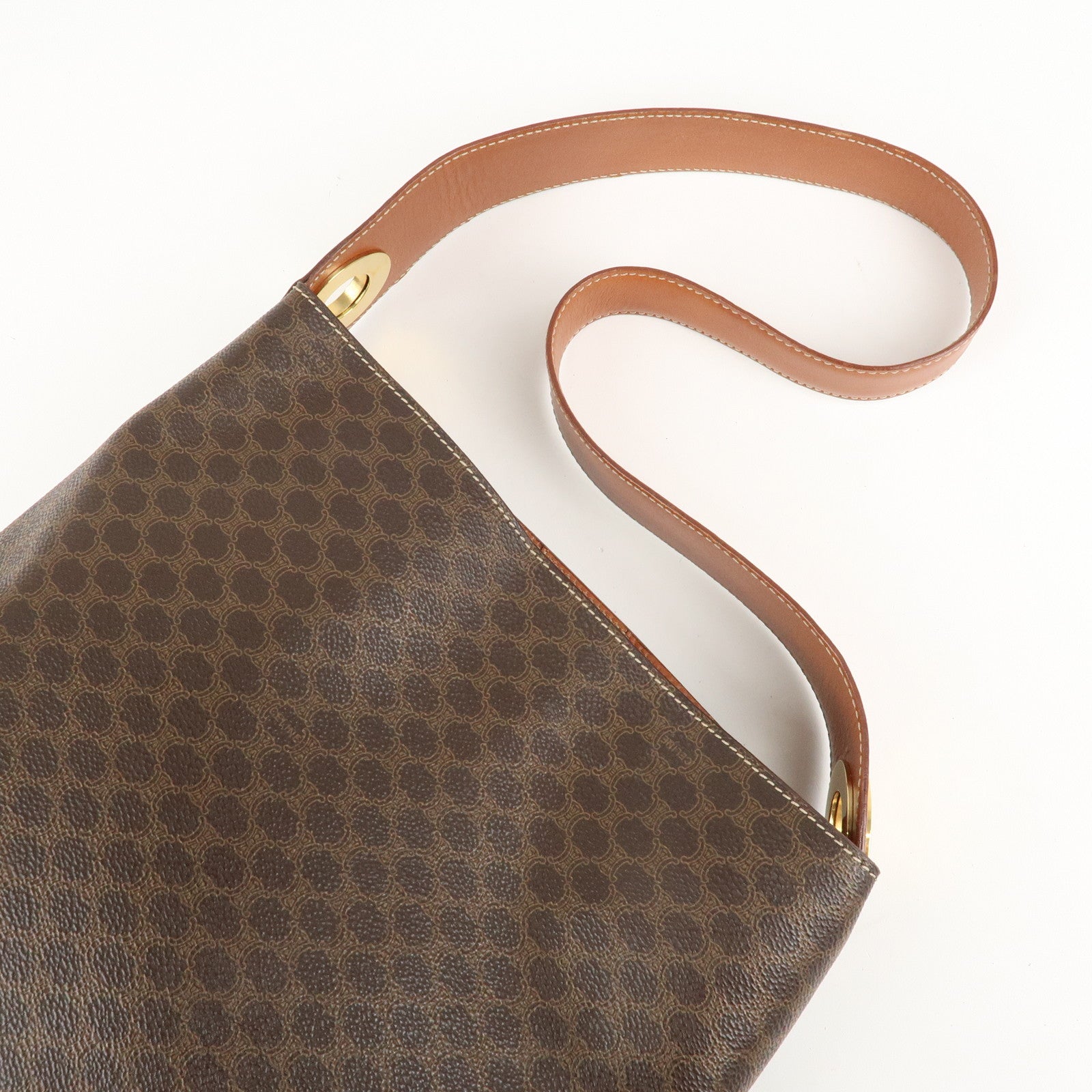 CELINE Macadam PVC Leather Shoulder Bag Hand Bag Brown Used